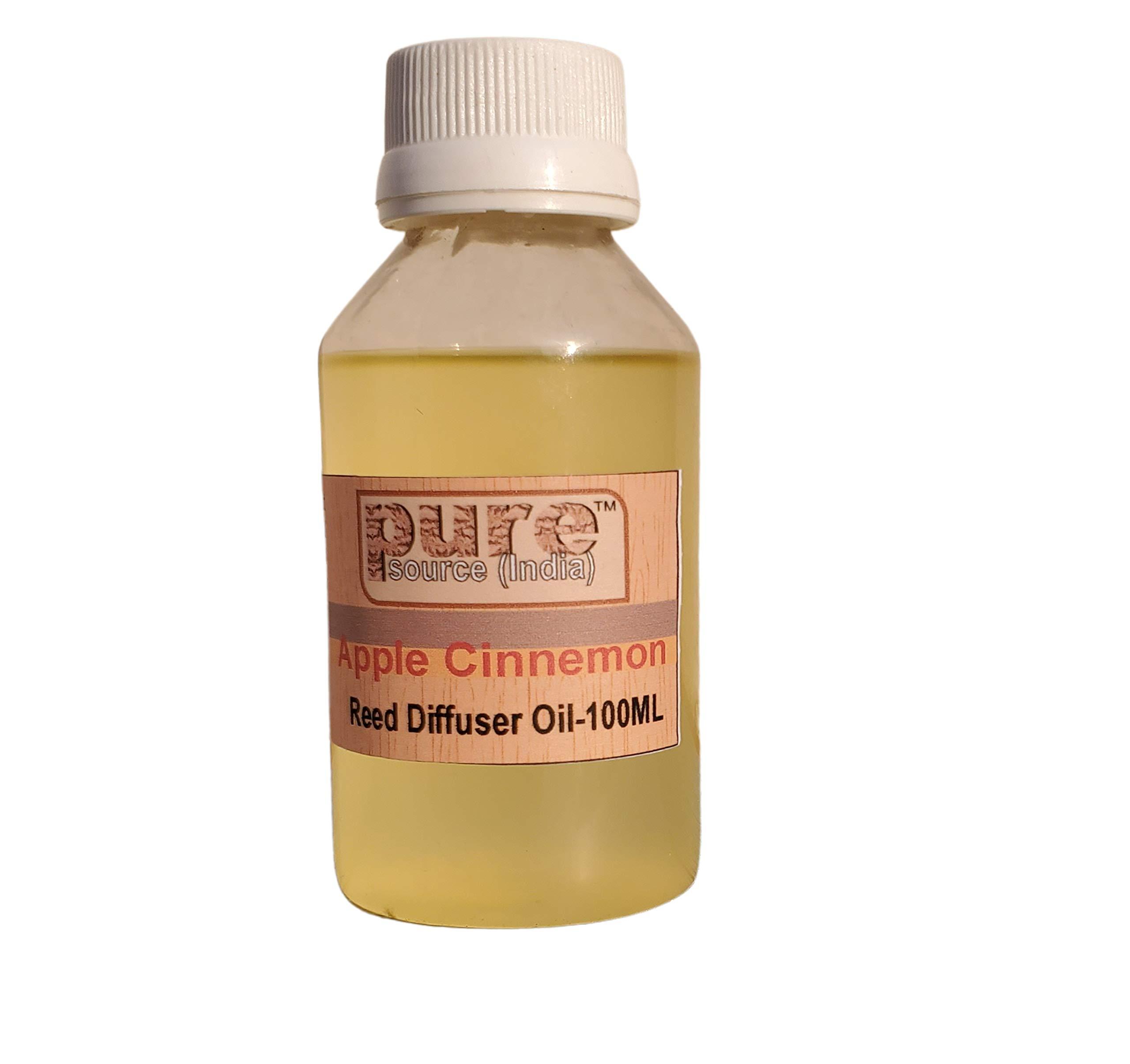 Pure Source India Pure Source India Reed Diffuser Oil Apple Cinnamon - 100 Ml, Reed Sticks - 8 Pieces, Natural White