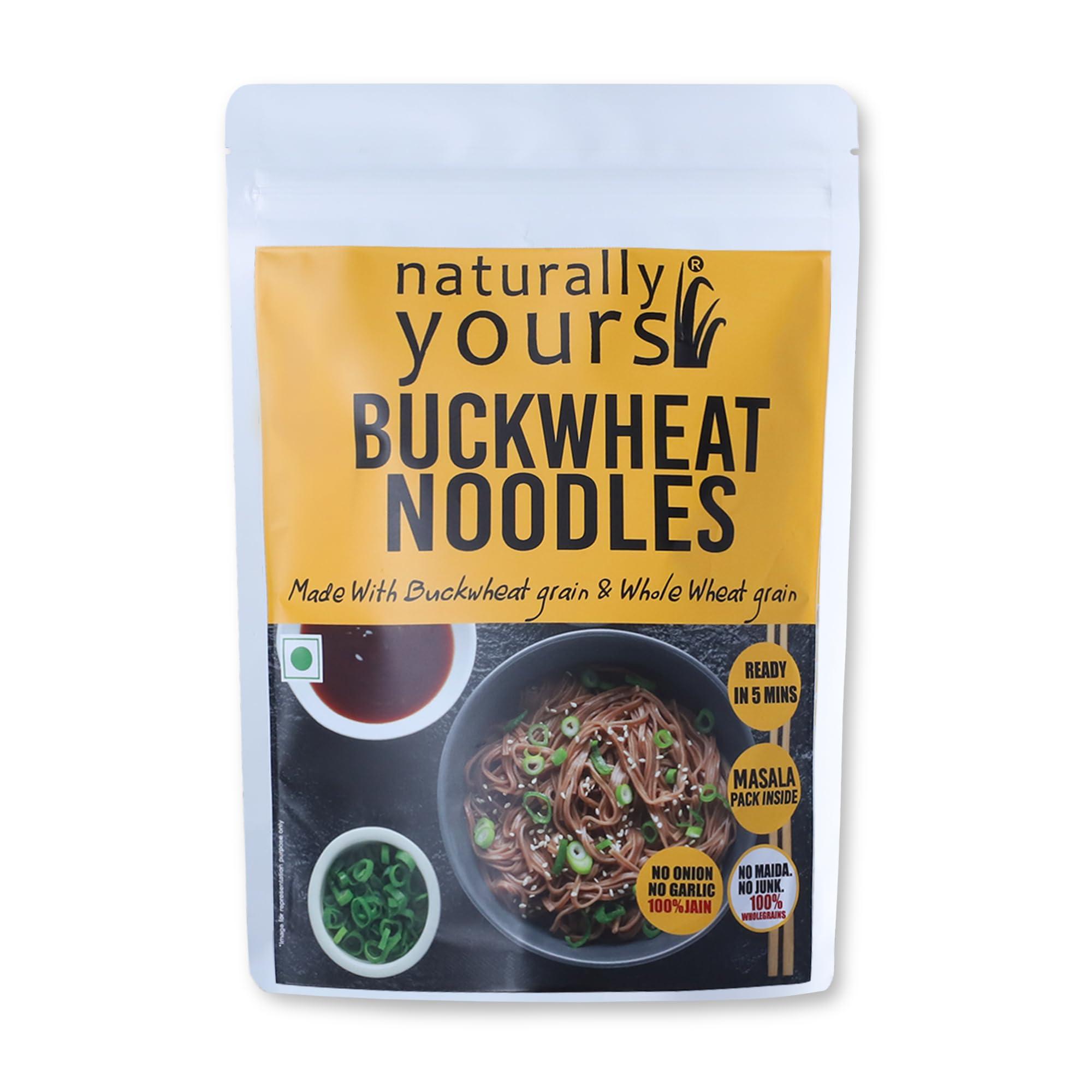 naturally yours Naturally Yours Healthy Buckwheat Soba Noodles, Made with 30% Buckwheat Flour & 70% Whole Wheat, Taste Maker Included, No Maida, Not Fried, 100% Natural, No Artificial Preservatives or MSG, 180g Each, Net Weight 360g (Pack of 2)