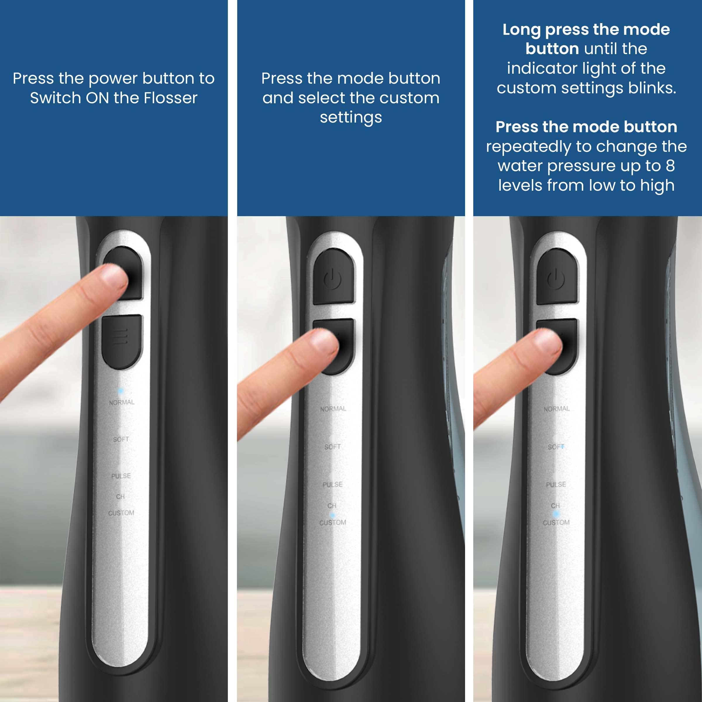 AGARO AGARO Ultra Plus Dental Flosser for teeth, Portable, Cordless & Rechargeable, 4 Cleaning Modes, IPX7 Waterproof, 300ml Water Tank, Flossing at Home & Travel, Oral Flosser, Oral Irrigator Black