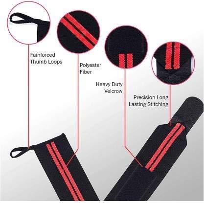 ALN ALN® Wrist Wraps for Weightlifting, Powerlifting, Gym, and Crossfit - Wrist Support Band for Men and Women, Pair with Thumb Loop