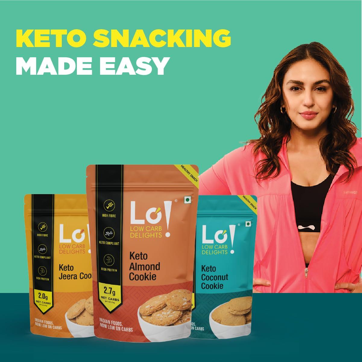 Lo! Foods Lo! Foods - Keto Cookies Combo (600g) | Diabetic Friendly | Sugar Free Biscuit | Low Carb Keto Snacks | Diet snacks for Healthy Eating | Zero Added Sugar - (200g x Pack of 3)