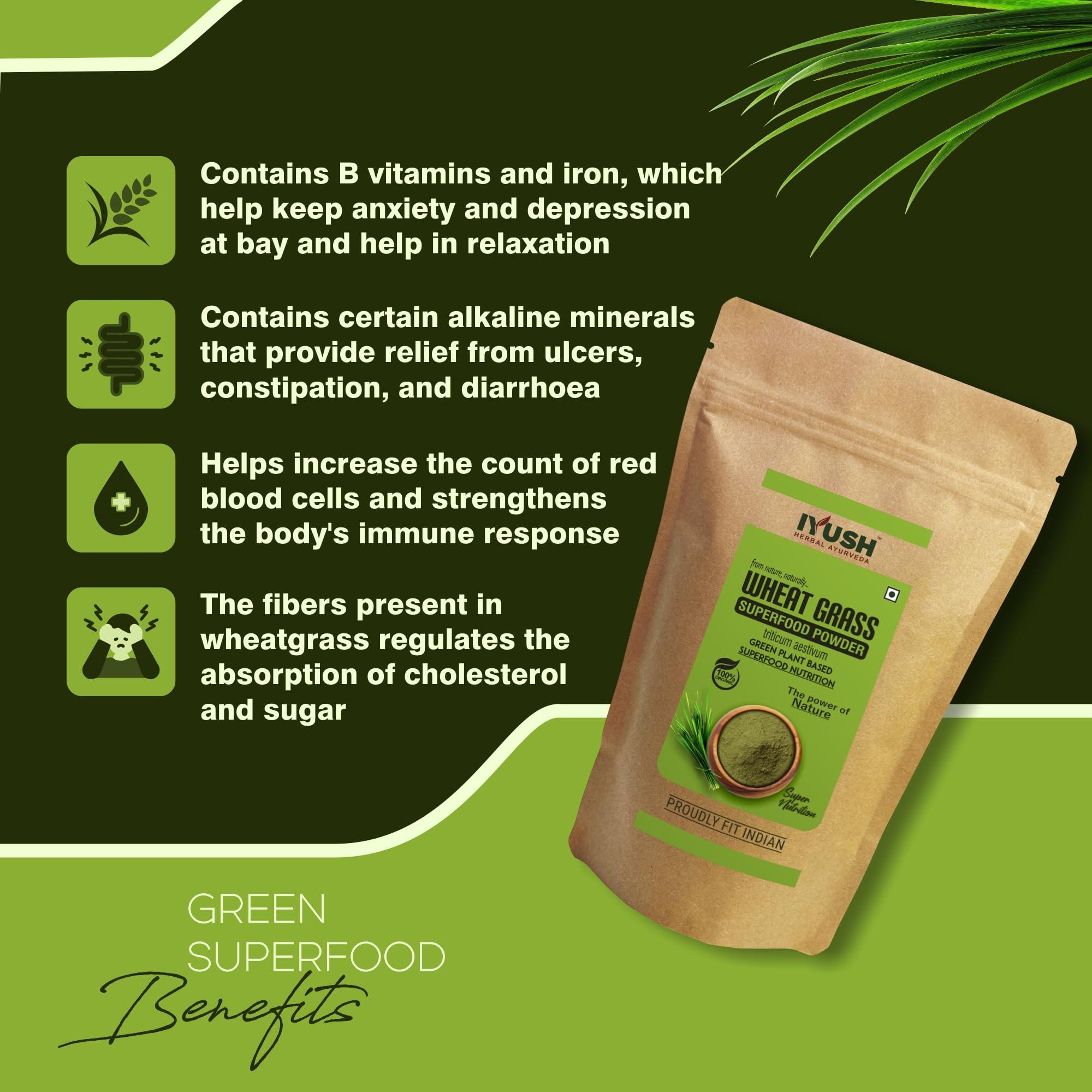 IYUSH Herbal Ayurveda IYUSH Herbal Ayurveda Wheat Grass Powder - 500gm (Rich in Chlorophyll, Antioxidants, Fatty Acids, Fibers and Minerals)
