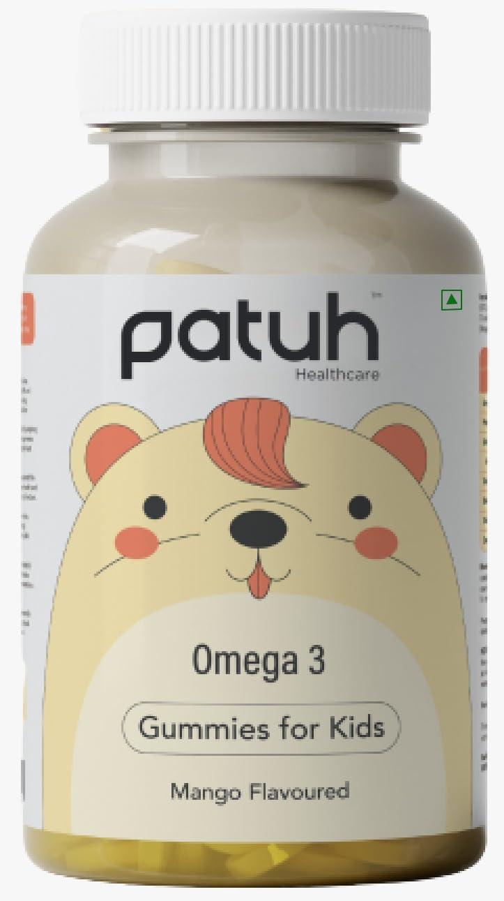 PATUH HEALTHCARE Patuh Healthcare Combo Calcium and Vitamin D3, Iron, Omega 3 Gummies for kids (4 years+) | 30 Day Pack | 100% Vegetarian, Natural Strawberry flavour,Pomegranate flavour,Mango flavour