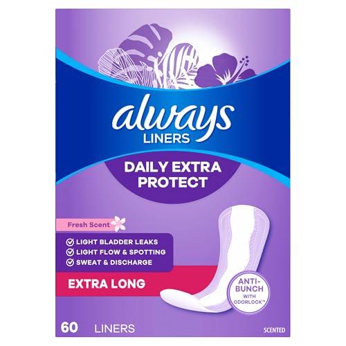 Always Always Xtra Protection 3-in-1 Daily Liners for Women, Extra Long, 60 CT