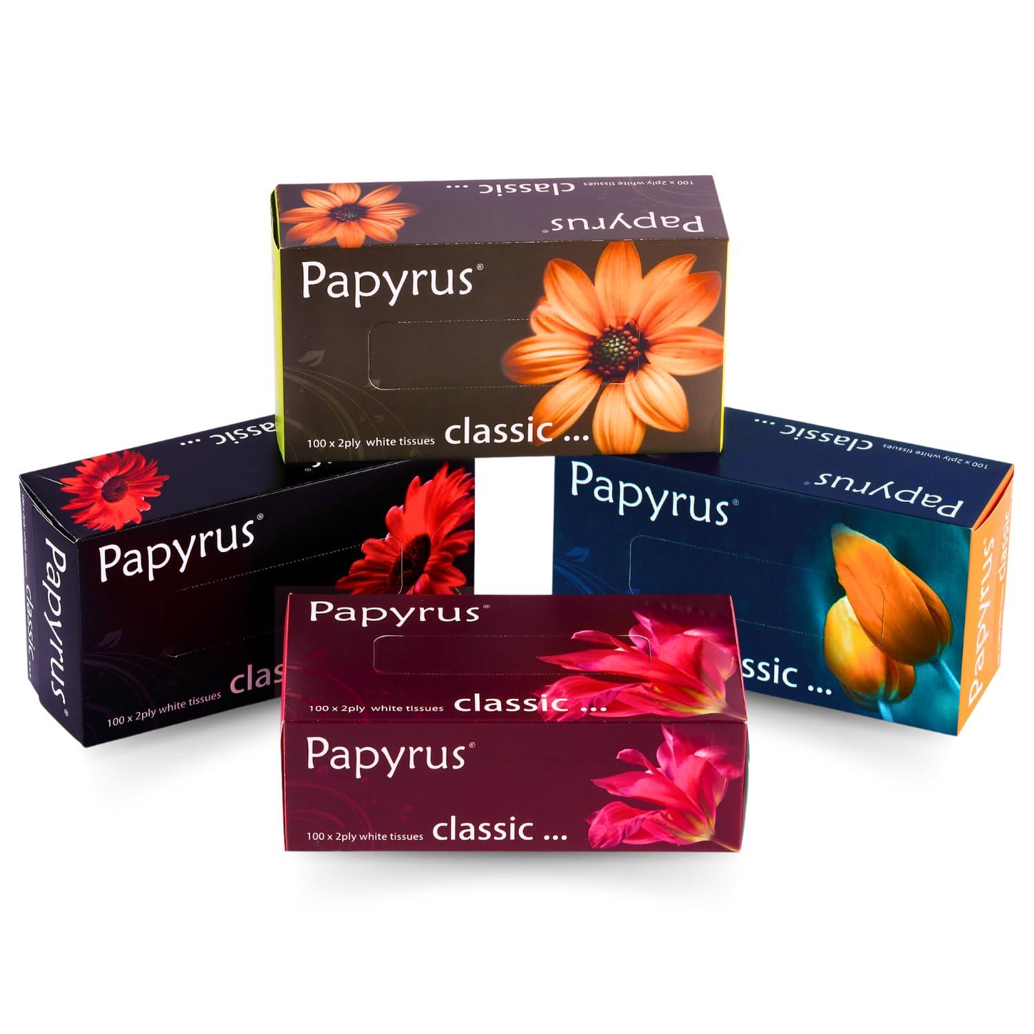 Papyrus PAPYRUS Facial Tissue Papers | Face Tissue Paper Box | Car Tissue Face Wipes | Face Tissue For Women | Napkin Tissue Box Soft | Facial Tissues Wipes Face (100x 2Ply-200 Sheets/Pack- 4 (800 Sheets)