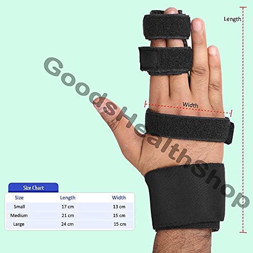 GoodsHealthShop GoodsHealthShop 2 Finger Splint Trigger Finger Splint Adjustable Full Hand and Wrist Brace Support, Metal Straightening Immobilizer Treatment for Sprains, Mallet Injury, Arthritis (Small)