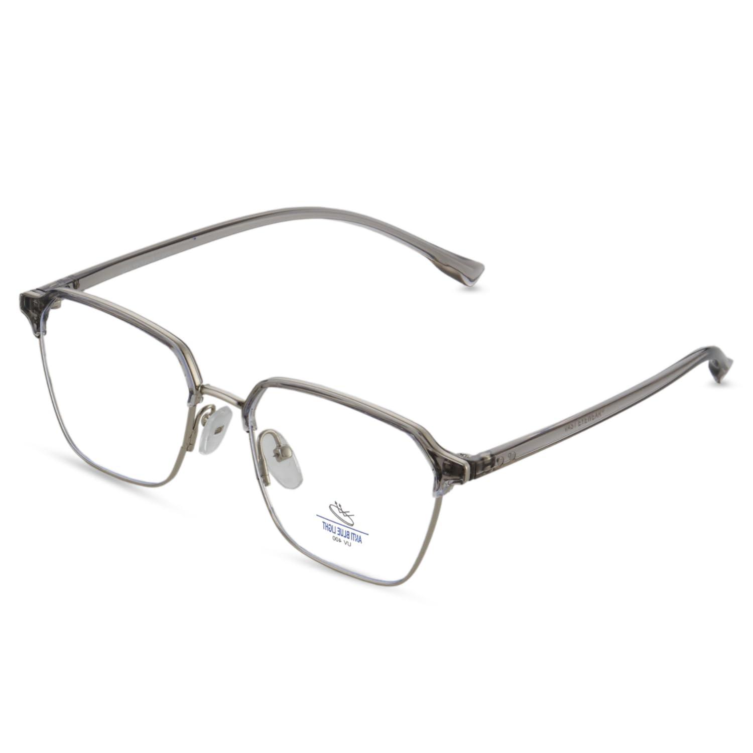 Vast Vast Square Blue Cut Computer Glasses for Eye Protection | Zero Power, Anti Glare & Blue Light Filter | UV Protection Specs for Men & Women | Chasma For Men Frames Blue Cut Lenses | Transparent