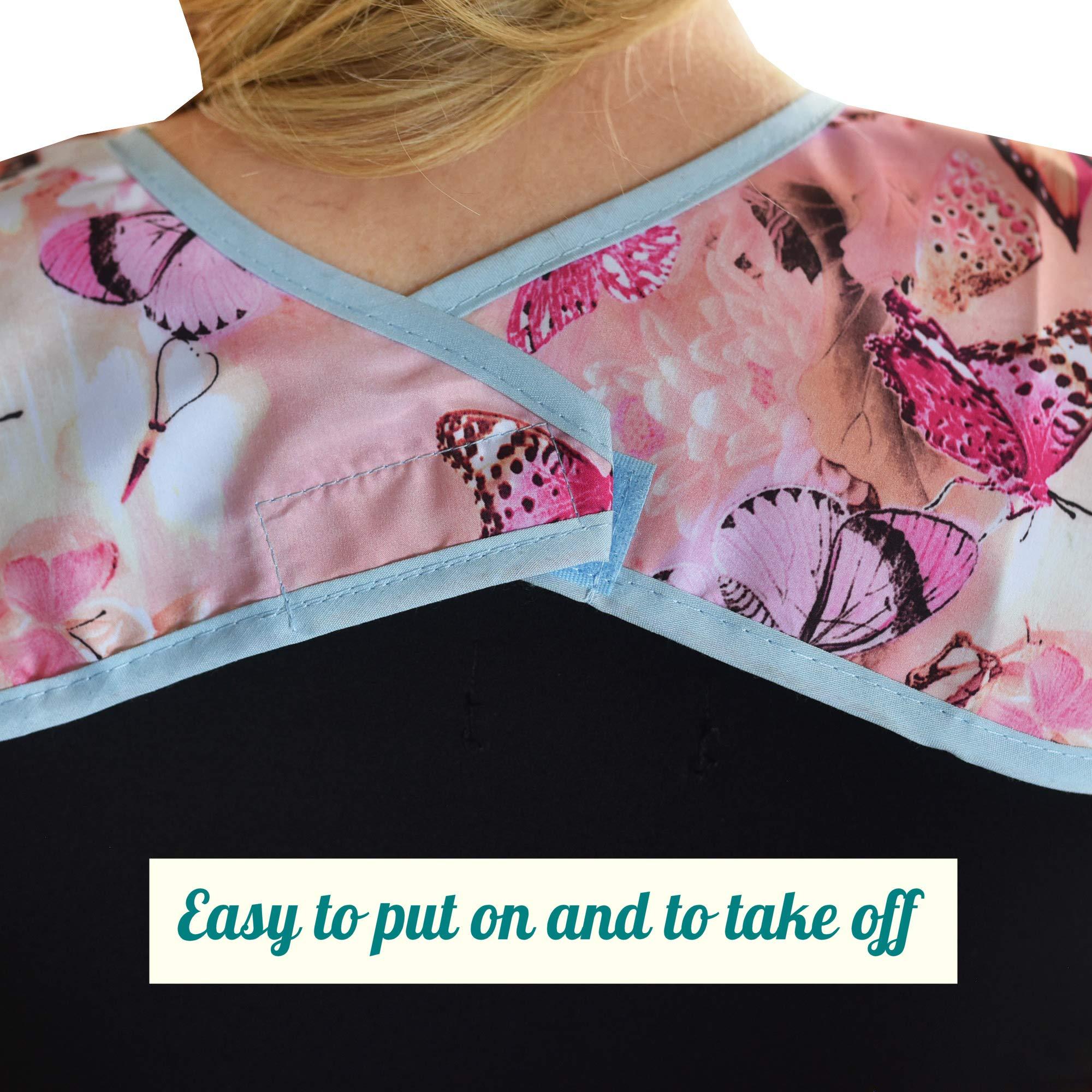 Celley Adult Bib for Eating with Crumb Catcher - Washable and Reusable Clothing Protector for Elderly