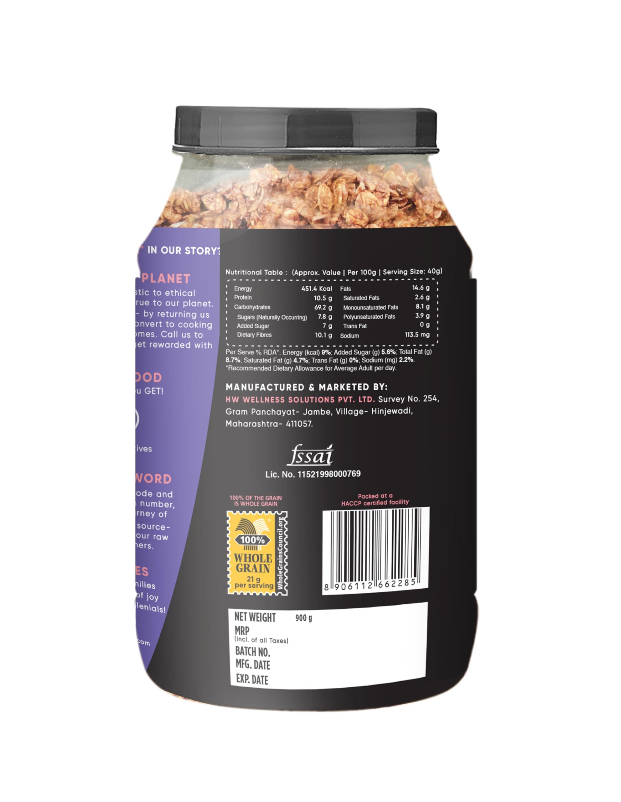 True Elements True Elements Crunchy Granola Dark Chocolate 900g - Granola for Breakfast | 23% Berries, Seeds & Almonds | 100% Wholegrain Cereal | Healthy and Tasty Breakfast