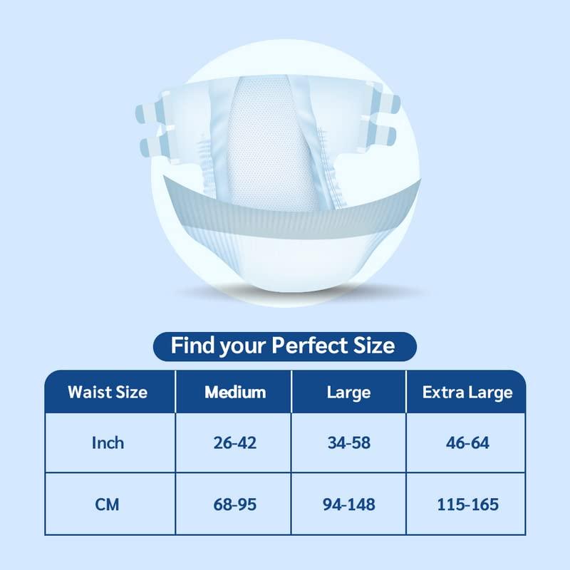 KINDFIT KINDFIT Unisex Adult Diaper Open Tape Adult Diapers Pant Style-30 Count With Soft Elastic And Extra Absorbent Core (Size: Xl) (Pack Of 3)