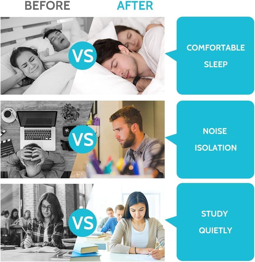 SKINPLUS SKINPLUS Noise Cancelling Earplugs for Sleep - 60 Pairs, 38dB Ear Plugs for Sleeping, Snoring, Shooting, Mowing Loud Sound Reduction- Light Blue/White