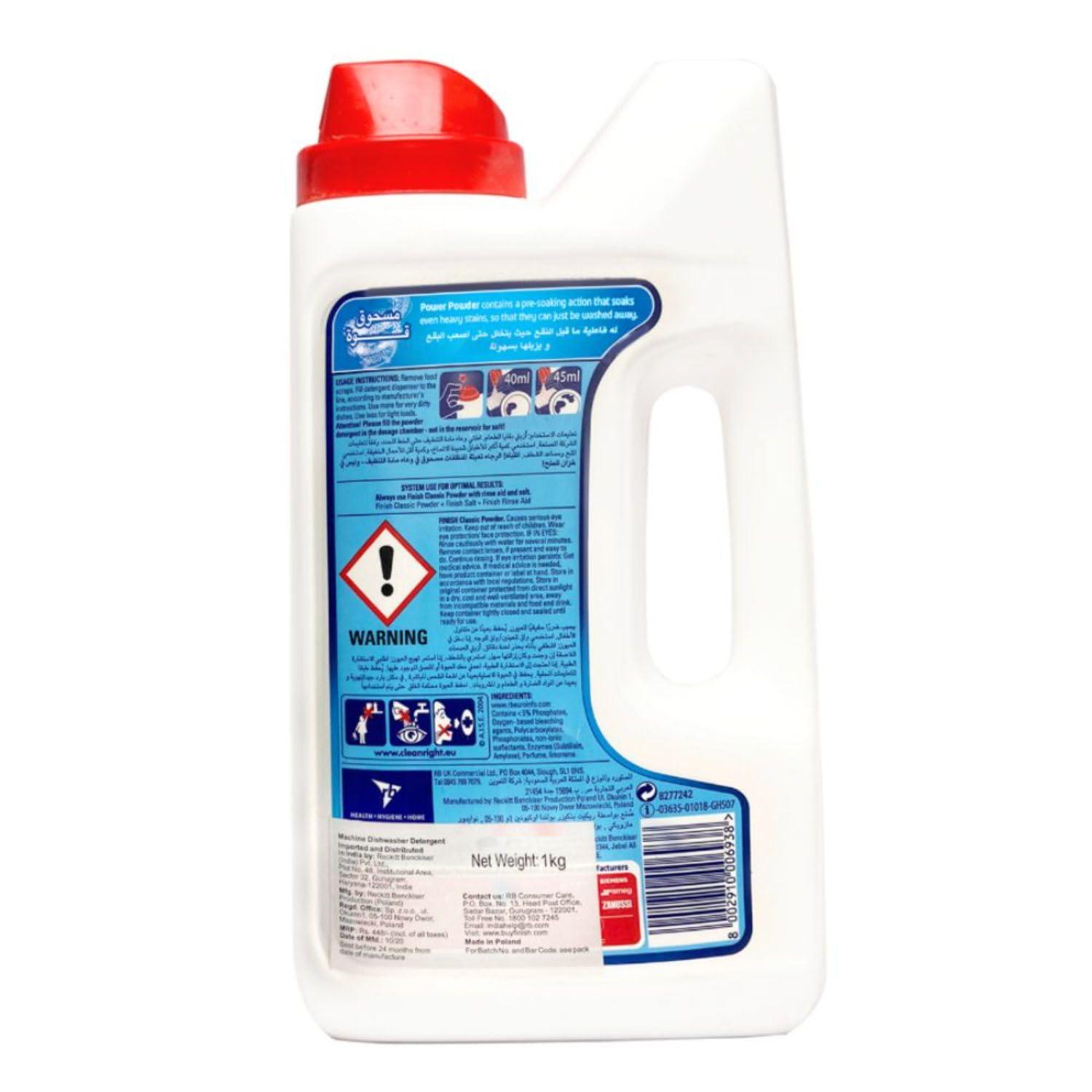 Finish Finish 1 Kg, Classic Dishwasher Detergent Powder | World's #1 Recommended Dishwashing Brand (Pack of 2)