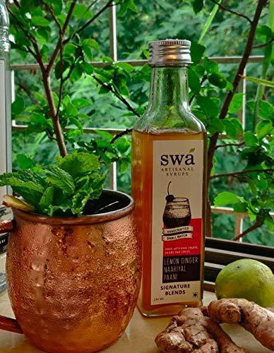 Swa Artisanal Syrups Swa Artisanal Syrups - Lemon Ginger Naariyal Paani, 100% Natural, Combo Pack of 2 Makes 24-30 Drinks, Syrup for Cocktails / Mocktails / Specialty Coffee (250ml x 2)