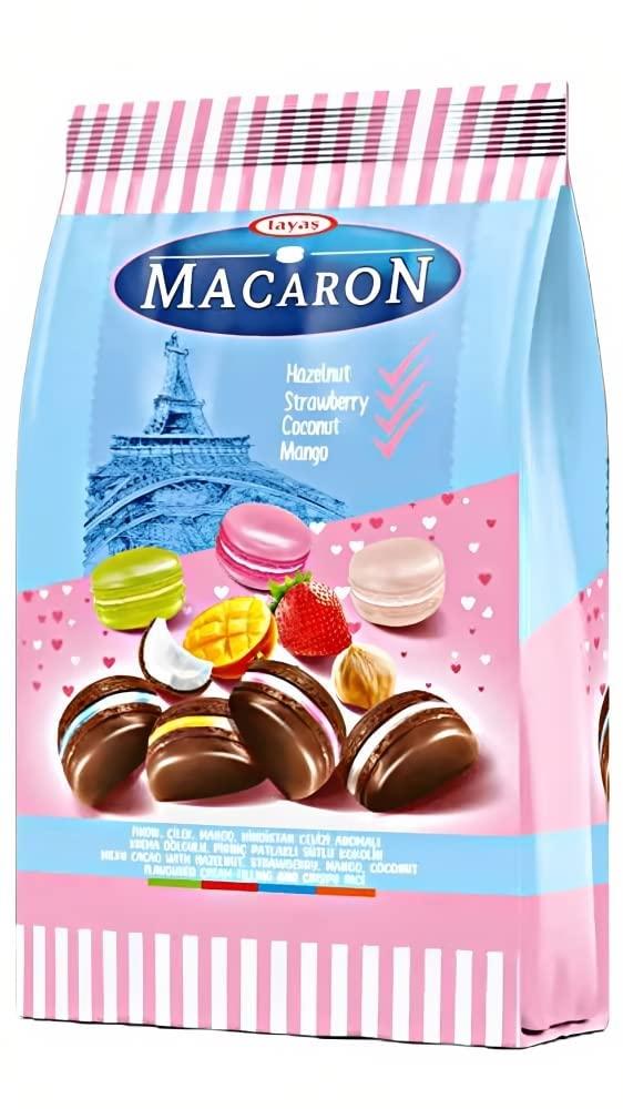 Generic Tayas Macaron Biscuits Milky Cacao With Hazelnut, Strawberry, Mango, Coconut Flavoured Cream Filling 500g Individually Wrapped Biscuits