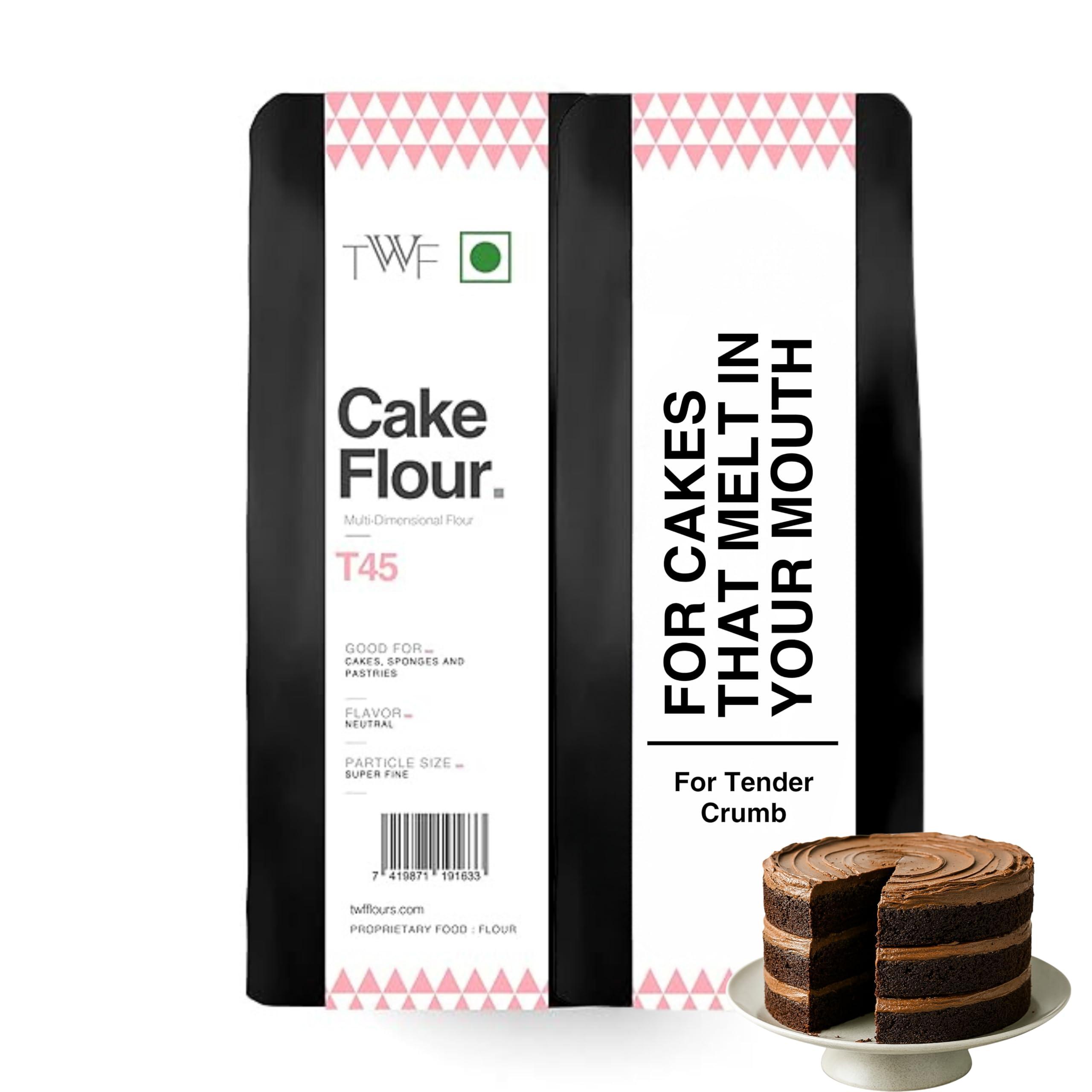TWF TWF Cake Flour T45 - Premium Unbleached Flour for Light and Fluffy Cakes, Completely Natural, 1kg (2.2lbs) Bag | Bake Perfect Cakes Every Time|