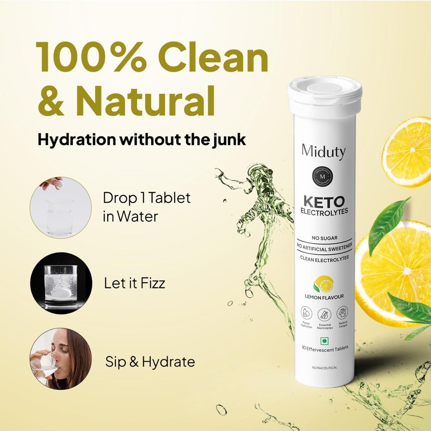 Miduty Miduty By Palak Notes Electrolytes Drink - Instant Hydration Drink - Lemon Flavor - Sugar-Free Electrolyte Drink - No More Fatigue And Dizziness - Hydration Electrolyte,1 Count,20 Capsule
