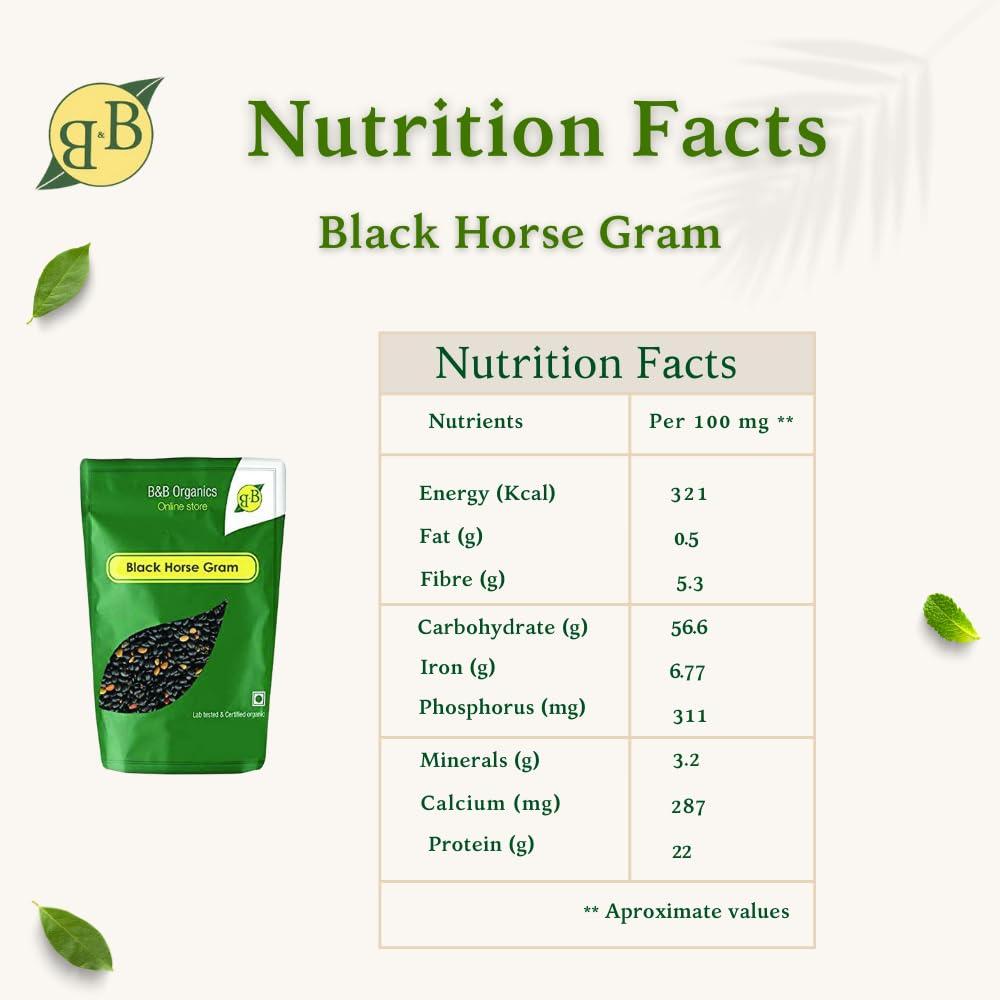 B&B Organics B&B Organics Black Horse Gram(900 g)/ Karuppu Kollu Paruppu/Protein Rich & Certified Organic Legume