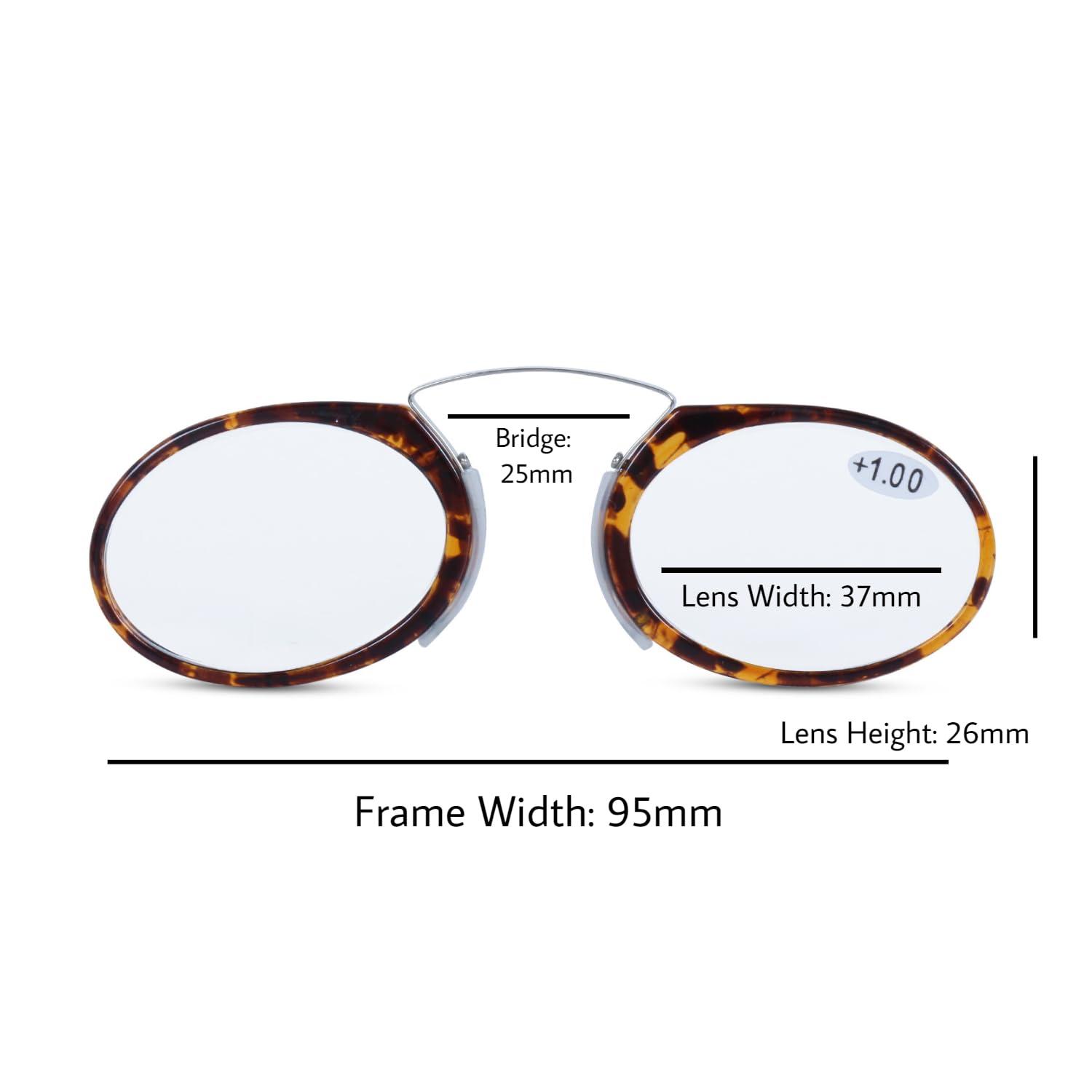 AEC AEC ID Globus Go Everywhere Pince Nez Style Nose Resting Pinching Portable Reading Glasses With No Temple Arms Readers (+2.25, D.A.Brown)