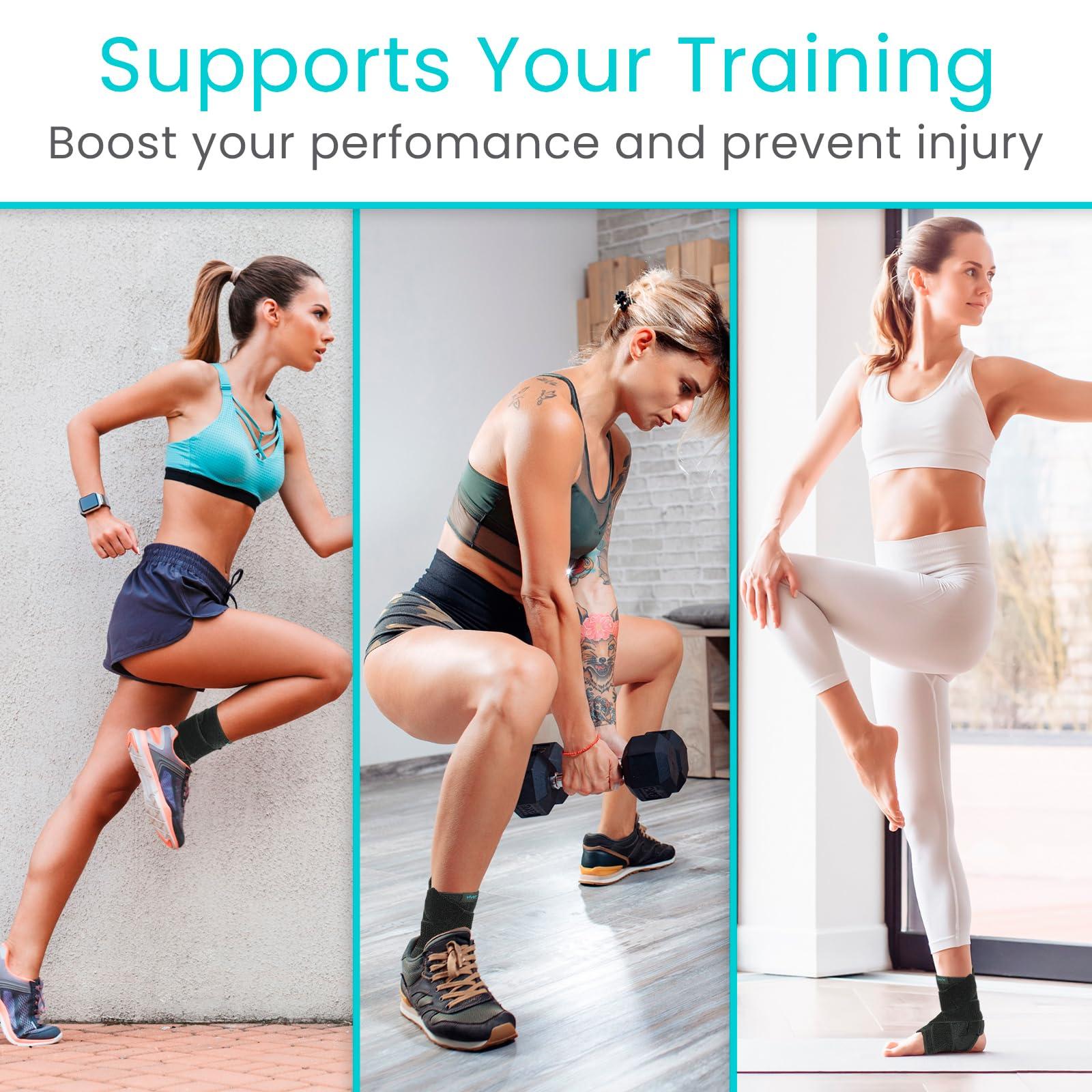 VIVE Sprained Ankle Brace by Vive - Ankle Support Secured with Extra-Strength Velcro One Size Fits Most - Best Ankle Wrap for Exercise Running Pain Relief and Injury Recovery - Vive Guarantee