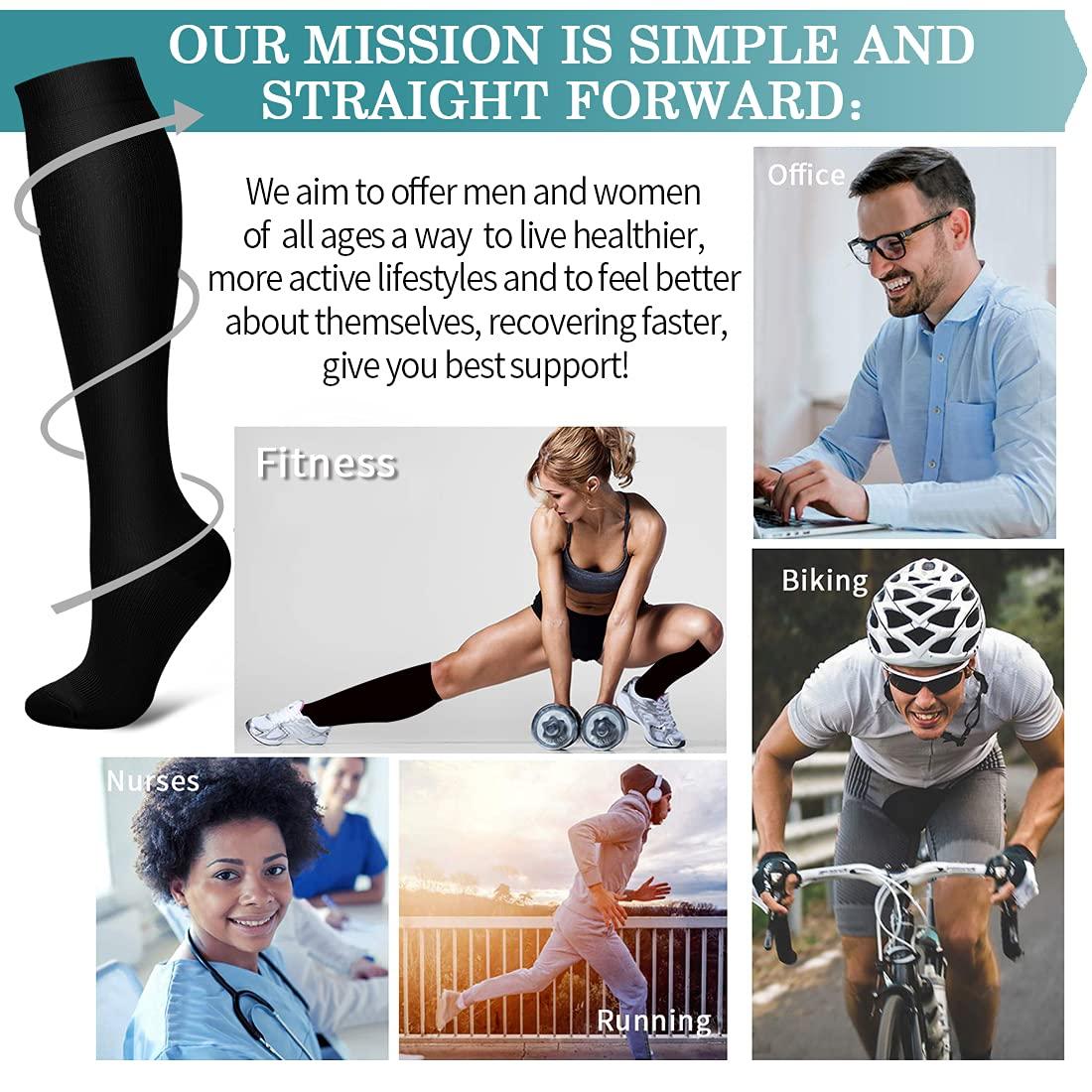 Laite Hebe Compression Socks,(3 pairs) Compression Sock for Women & Men - Best For Running, Athletic Sports, Crossfit, Flight Travel