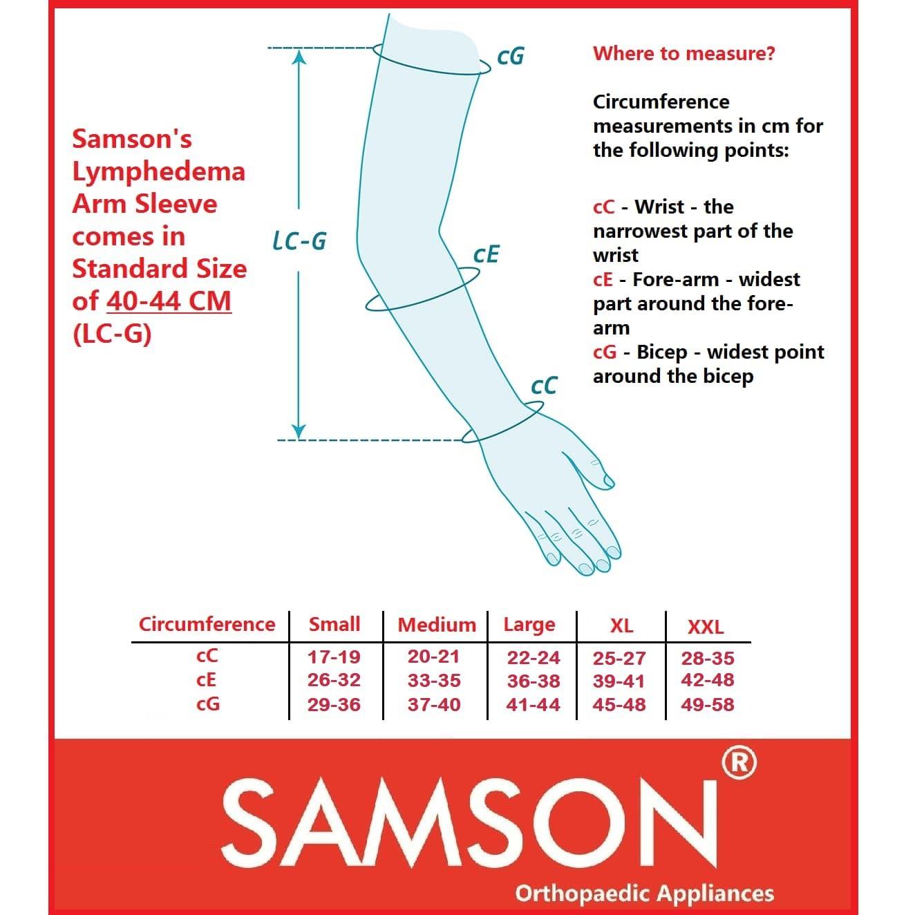 Samson Samson Lymphedema Arm Sleeve (Single) - Compression Stocking Recommended by Doctors, For Post-Mastecomy & Lymphoedema of Hand and Arm, Extra-Firm Graduated Compression (For Women & Men) (Size : Small)