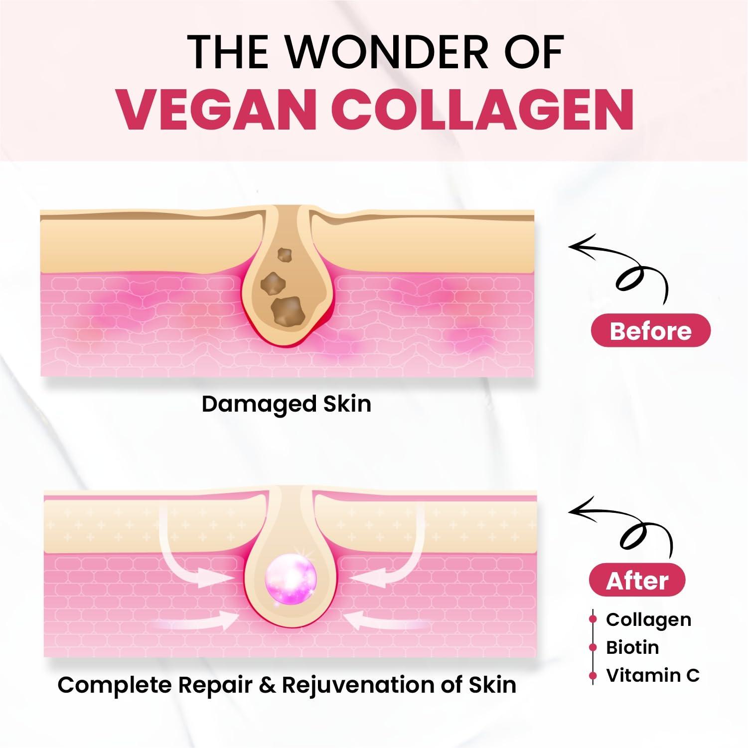 HIMALAYAN ORGANICS Vlados Himalayan Organics Vegan Collagen 2000Mg With Biotin And Vitamin C | Good For Glowing Skin | Healthy Hair And Nail - 100 Veg Tablets