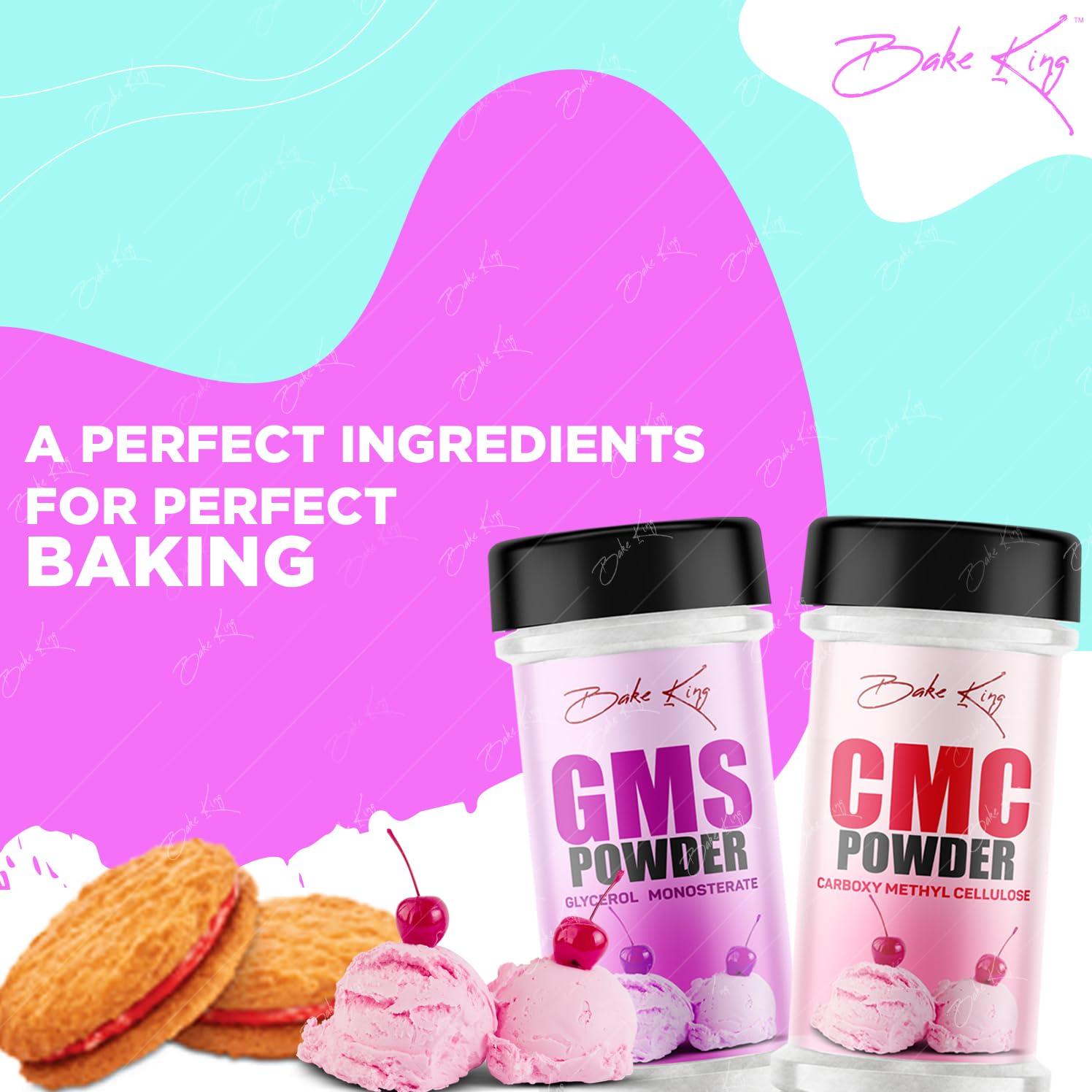 BAKE KING BAKE KING Pack of 2 GMS Powder (Glycerol Monostearate) 50gm and CMC Powder (Carboxymethyl Cellulose) 50gm | Raising Ingredient | Instant Ice Creams That Improves Texture, Softness