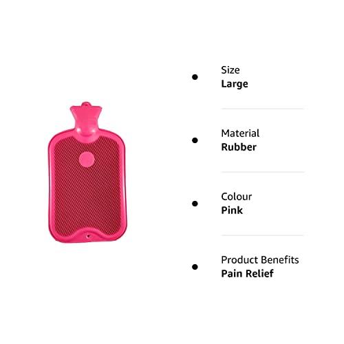 CORONATION Coronation 1.5 Litres Leakproof Rubber Hot Water Bottle for Pain Relief One Side Ribbed (Backpain, Neckpain, Stomachpain) (Pink)
