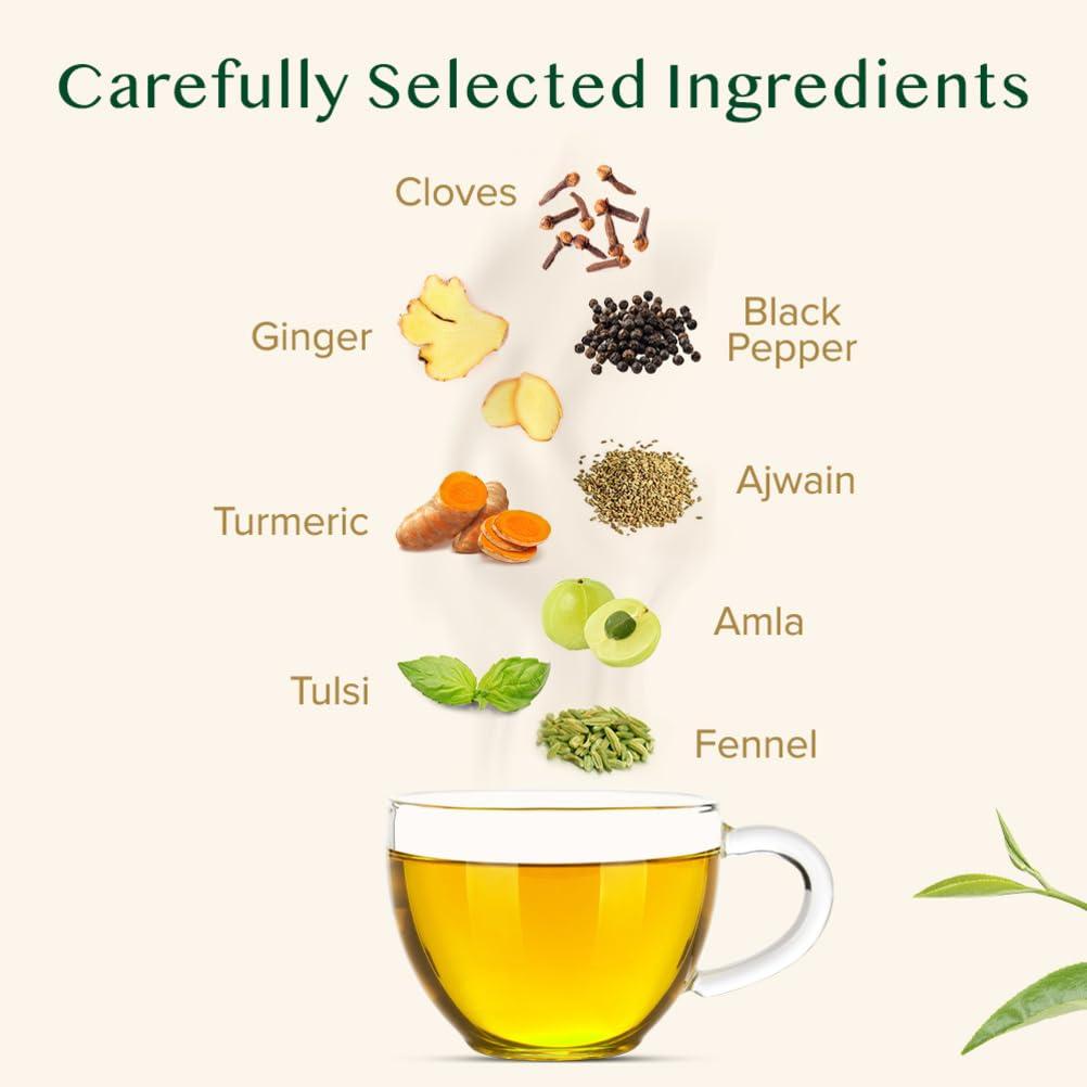 VAHDAM VAHDAM, Vedic Kadha Herbal Tea Bags (15 Count) Caffeine Free, Non-GMO, Gluten-Free | 100% Pure Herbal Tisane - Earthy & Savory | Individually Wrapped Pyramid Tea Bags | Direct from Source