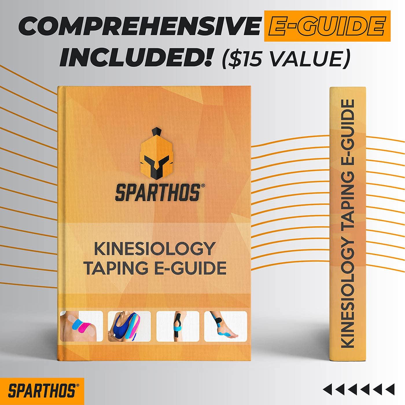 Sparthos Kinesiology Spartan Tape Perfect Support for Athletic Sports Recovery and PhysioTherapy with Taping Guide Inside, Uncut, 2 Inch x 16.4 Feet Roll (Desert Beige)