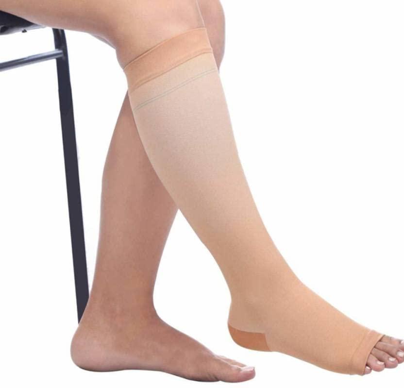 Dyna Dyna Medical Compression Stockings for Varicose Vein ! With Graduated Compression (Below Knee-Large, Type: Beige-Class 2)