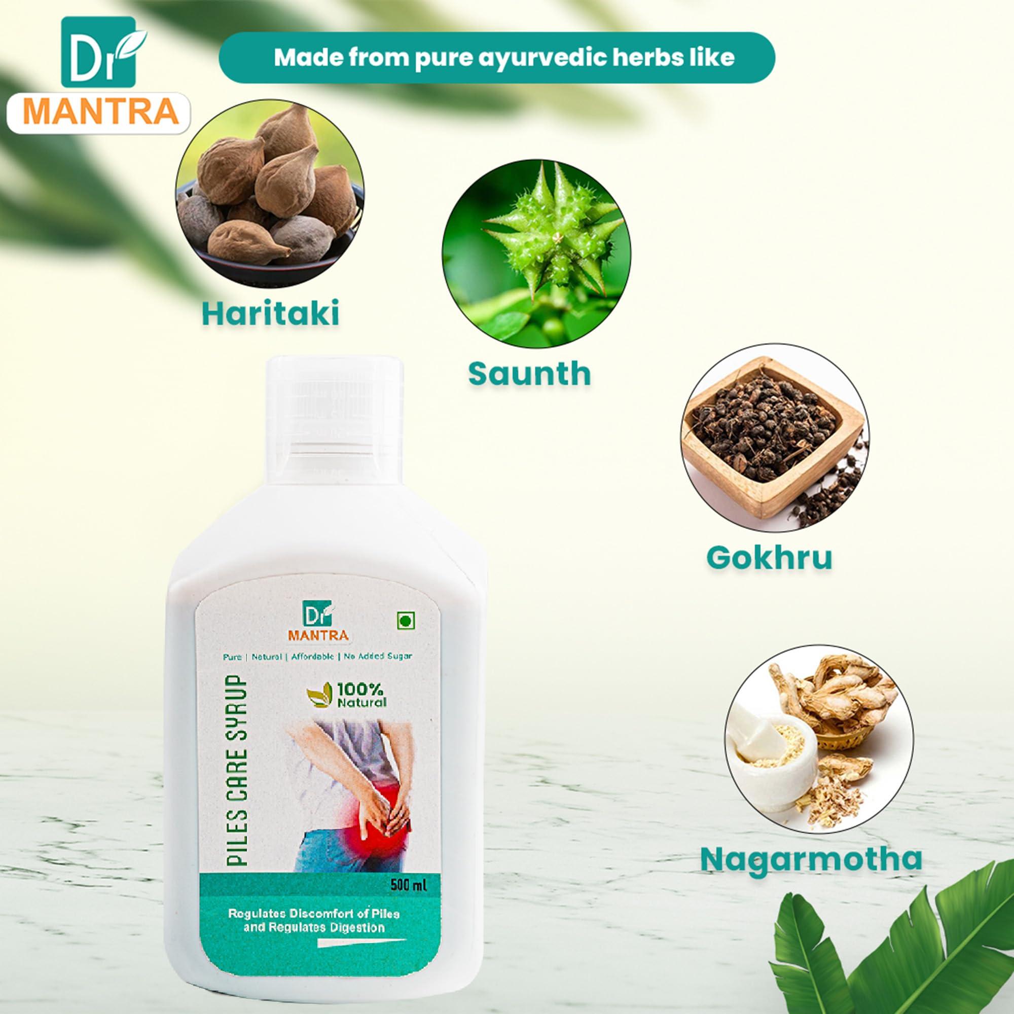 Dr MANTRA Dr Mantra Ayurvedic Piles Care Juice | Natural Hemorrhoid Relief with Vidaang, Indrajav & Herbal Ingredients | Safe & Effective Formula | 500ml