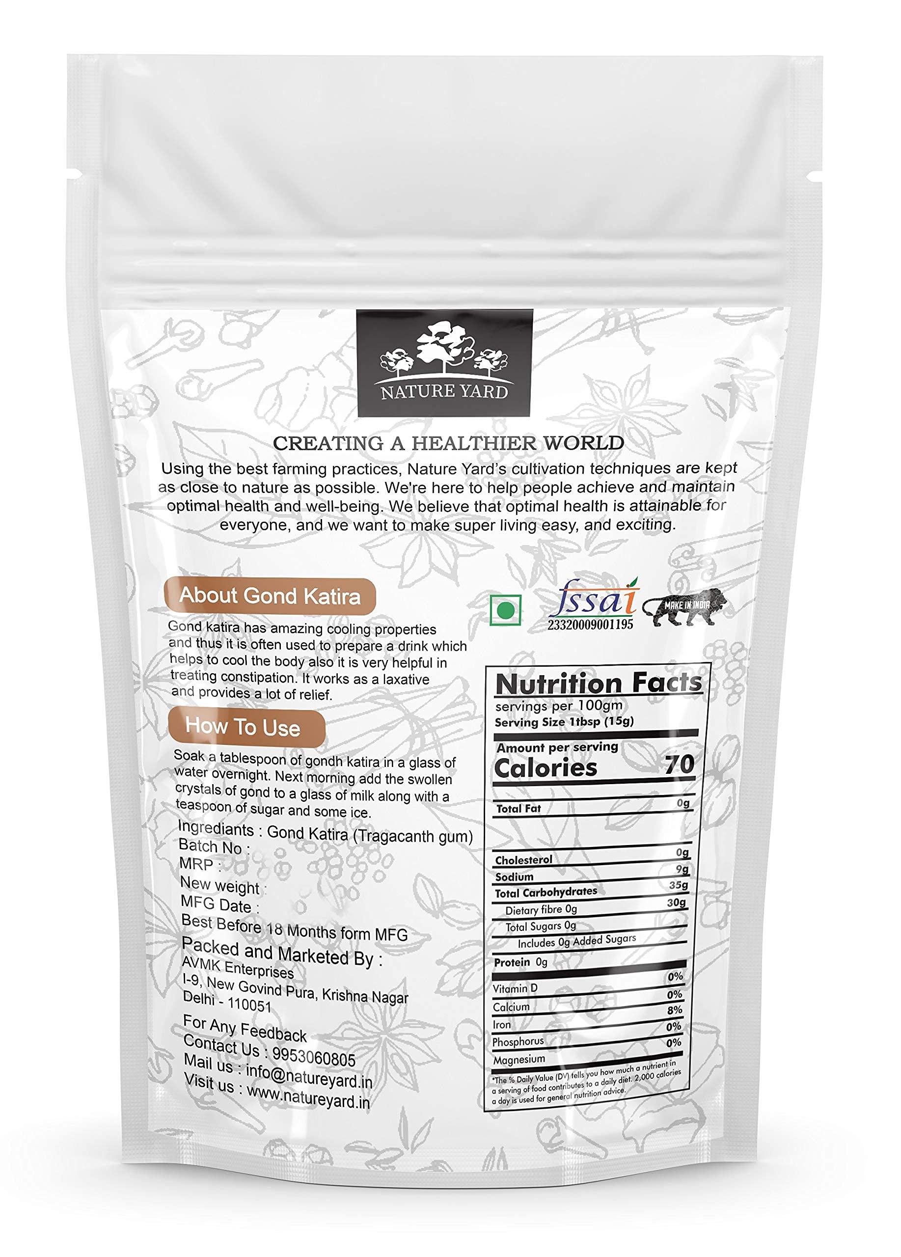 NATURE YARD NATURE YARD Gond Katira Pure Organic (Edible gum) tragacanth Crystals - 1 Kg - 100% Natural Superfood with Cooling Properties | Almond Gum | Badam Pisni | Chahar Gond