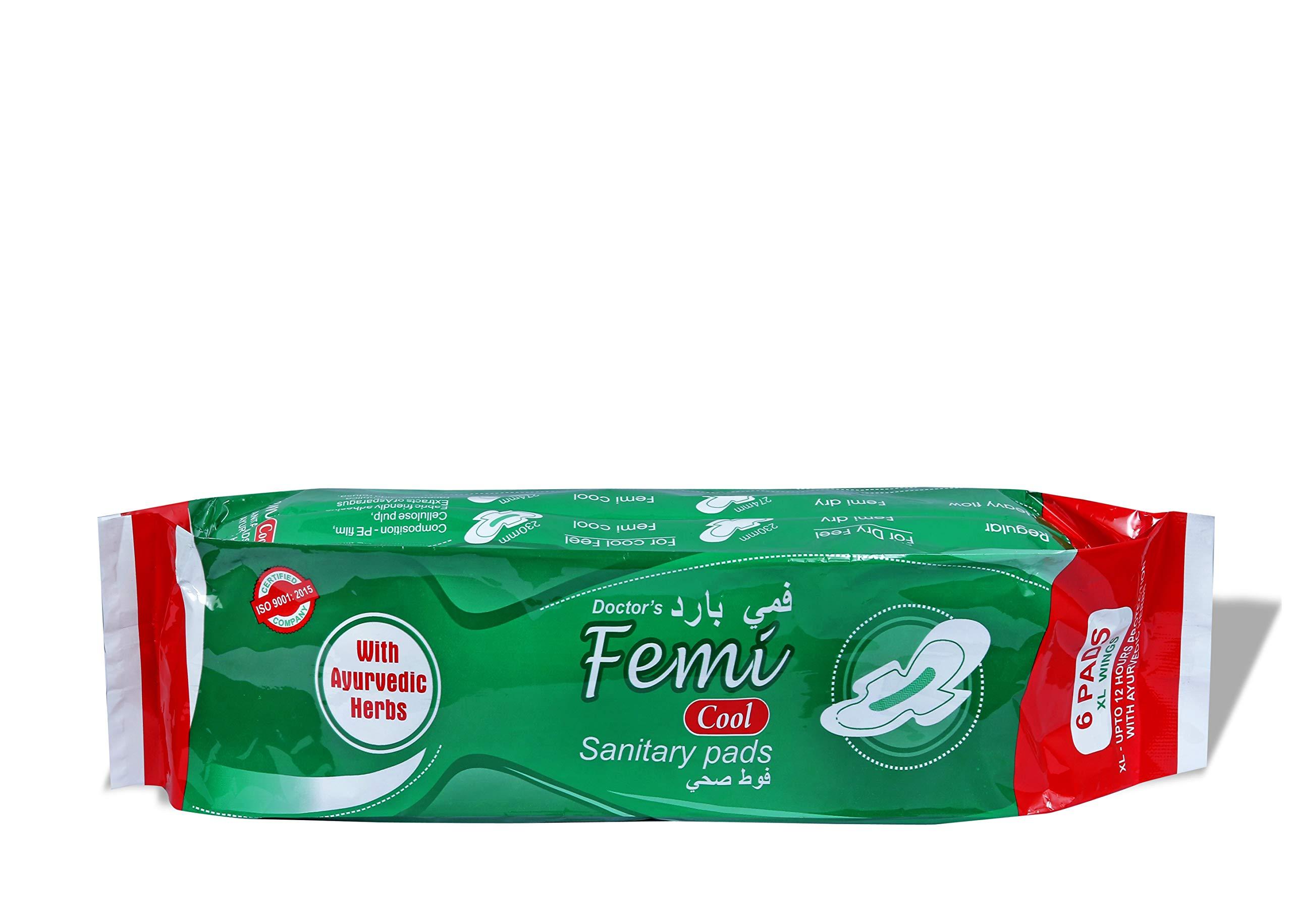 Rozatech Rozatech Femi Cool Medicated Sanitary Pad With Ayurvedic Herbs|Pain Relief|Rash Free|With Wings-Xl (Pack of 24 Pads)