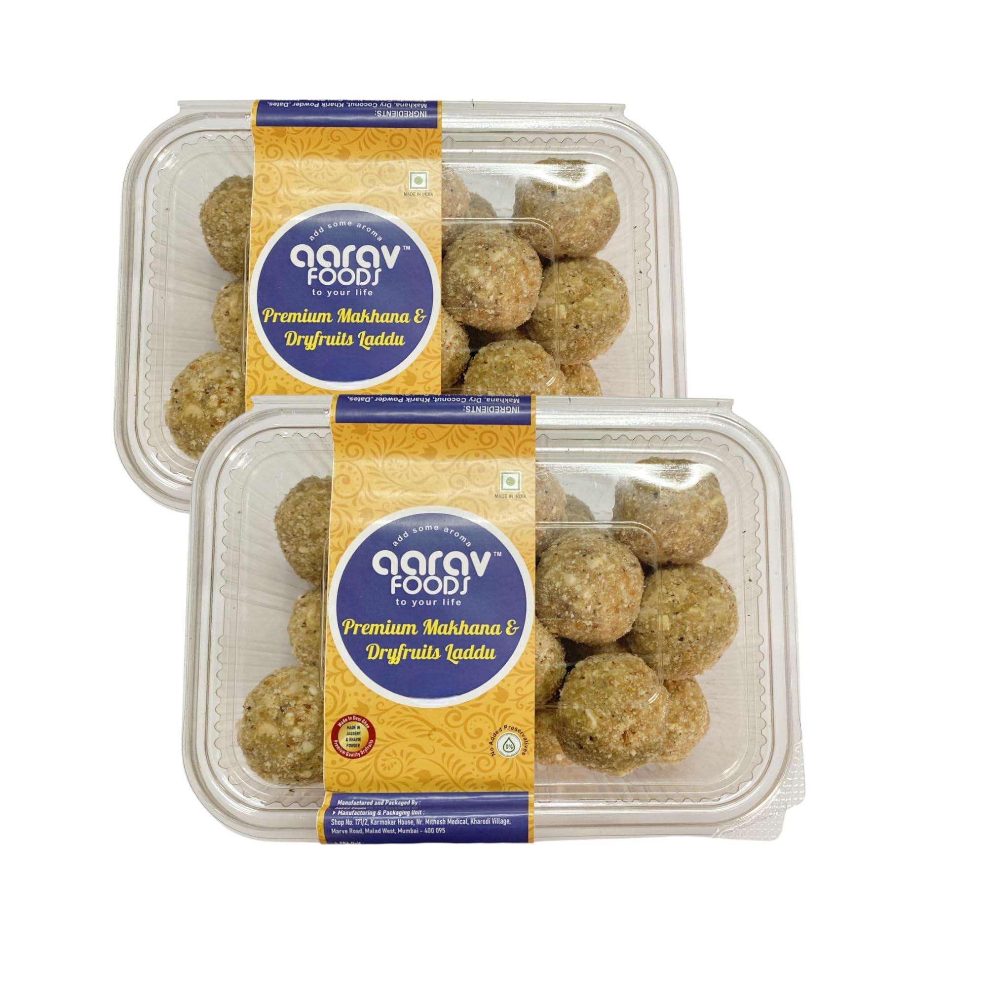 Aarav Foods Aarav Foods Makhana Dryfruits Laddu | Made in desi ghee with dates, dry dates & jaggery - Pack of 2 (500 gm each)