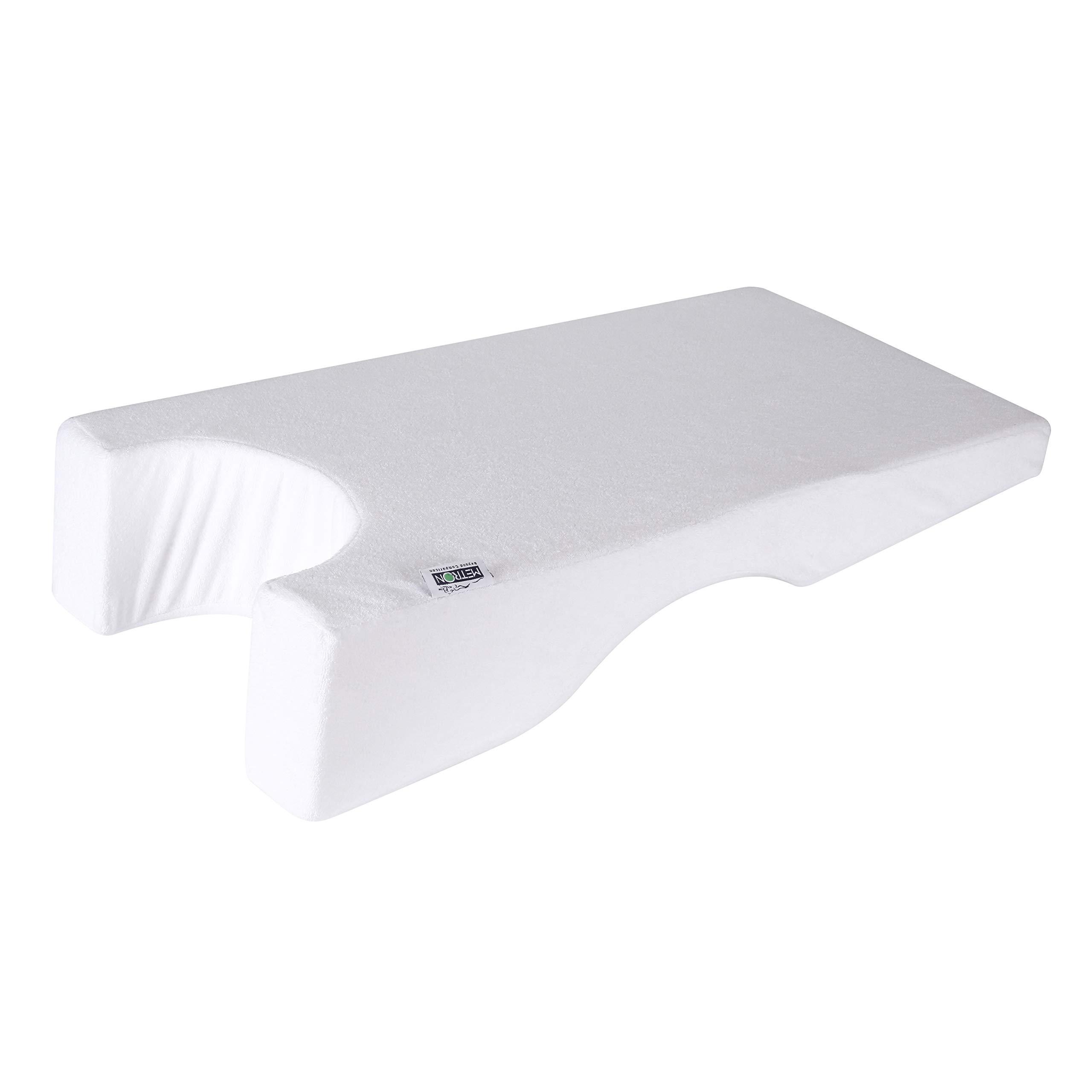 METRON Metron Face Down Pillow For Sleeping Lying Face Down For Massage Post Surgery Or Reduce Pressure & Corrects Spine Positionfor Men & Cut Designed Side For Women,Size Large Light Grey - Polycotton