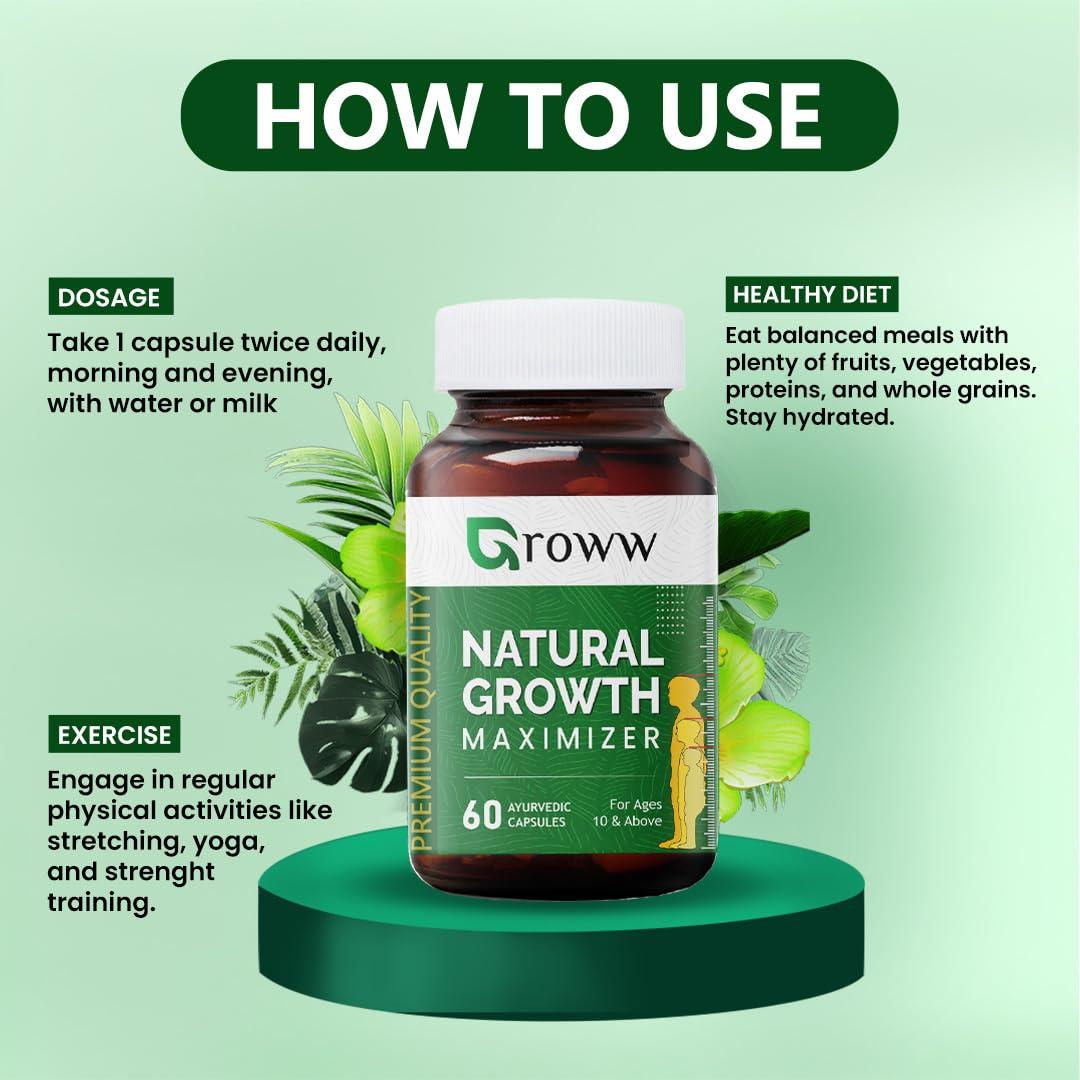 BIG ROCKET MEN\'S HEALTH Groww Natural Height Maximizer for Boys and Girls - 60 Cap