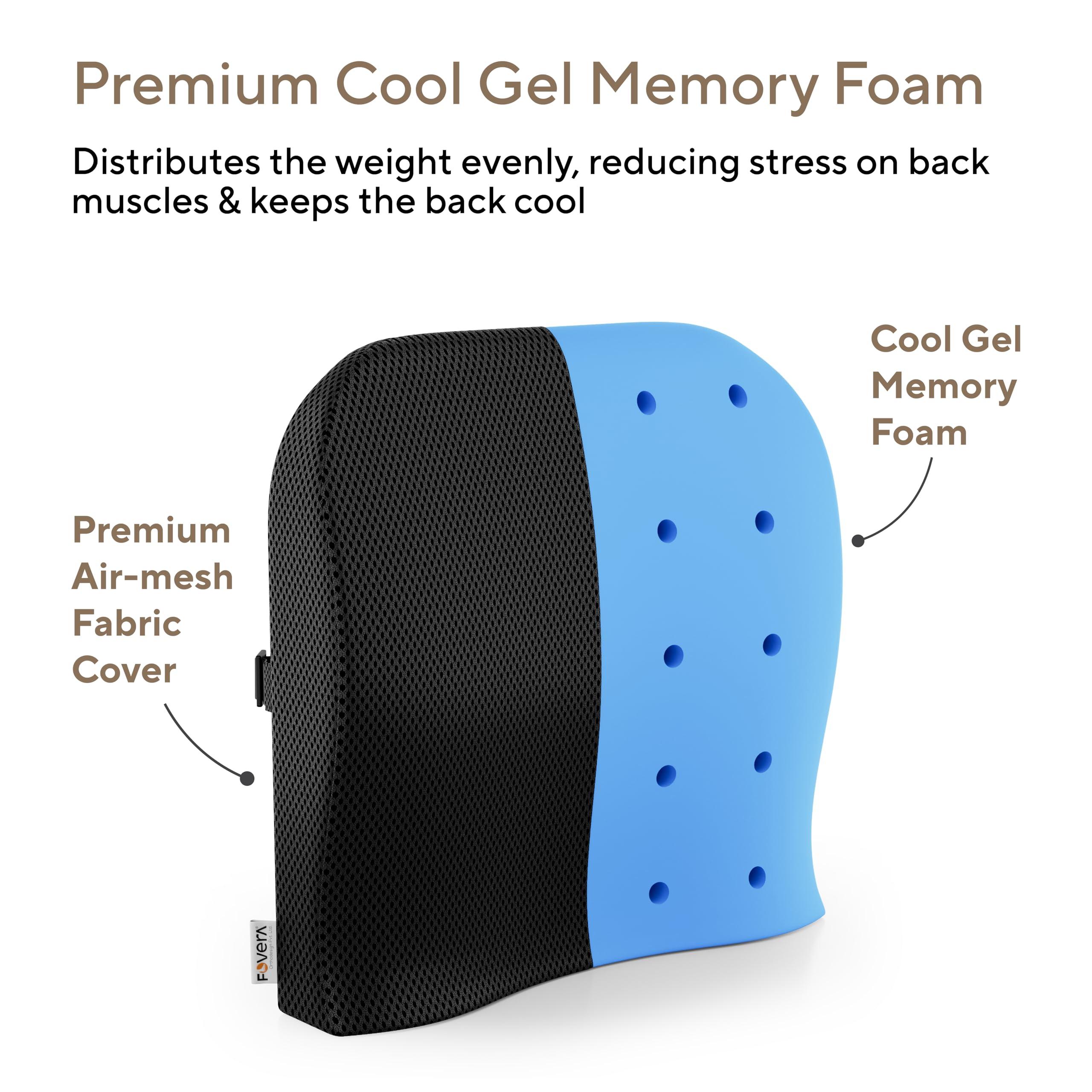 FOVERA FOVERA Back Support for Chair, Orthopedic Lumbar Support Memory Foam Mid Backrest Cushion - Designed for Back Pain Relief - Back Rest Pillow for Comfortable Sitting (Mesh Black)