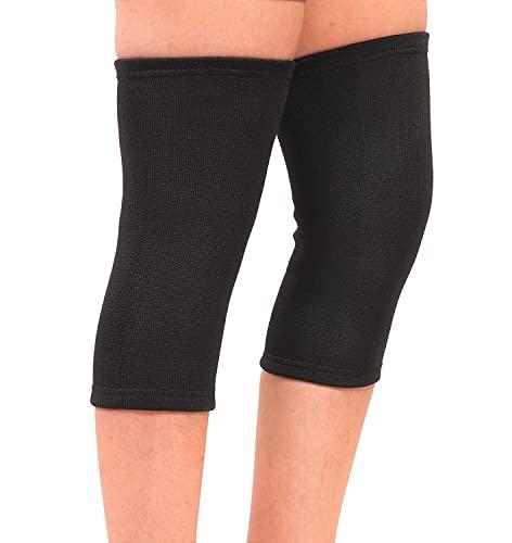 SMIC SMIC Unisex Stretchable Compression Knee Cap Black Colour | For Knee Support | Knee Sleeve Brace for Running | Joint Pain Relief | Arthritis and Injury (1 Pair) (L)