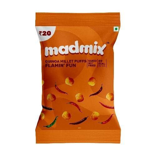 Madmix Madmix Bundle | Jowar & Quinoa Millet Puffs | All Flavors Pack of 5 Each | Baked, Not Fried | Protein-Packed | Healthy Snacks | Gluten-Free | No preservatives or Trans Fat | Pack of 25 (20g x 25)