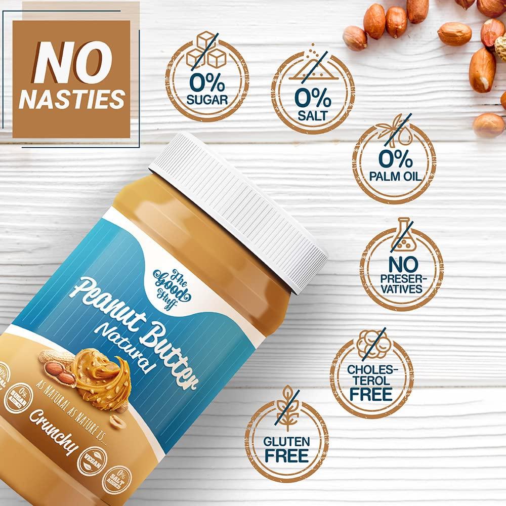 The Good Stuff The Good Stuff All Natural Peanut Butter Crunchy | Unsweetened, Protein Rich, No added Salt, Vegan, Gluten Free | Pack of 1-1kg
