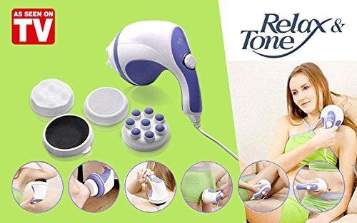 dxent Dxent Electric Handheld Relax Spin Tone Full Body Massager with 5 Massage Heads & variable speed settings for pain relief and relaxation