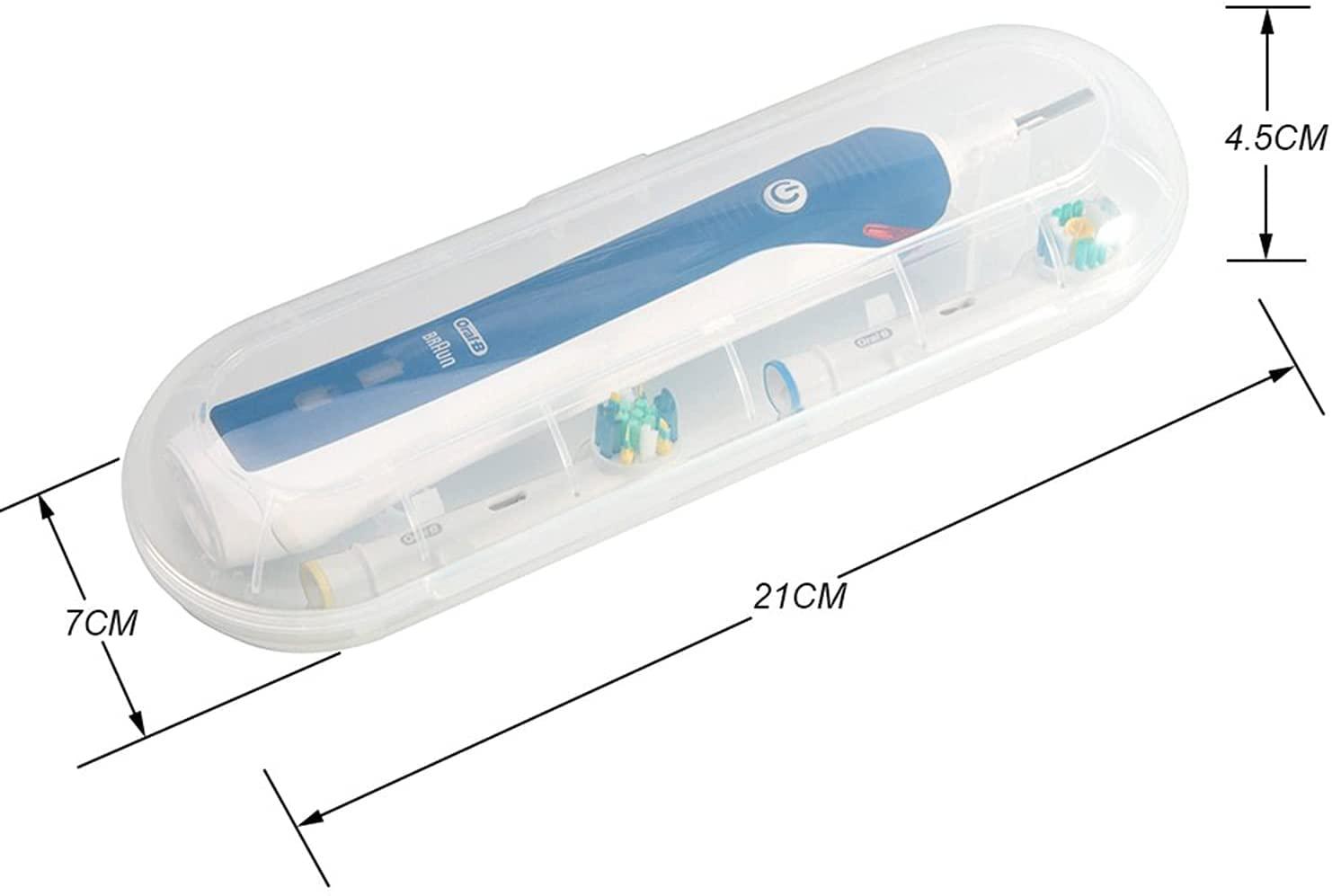 Merin For Oral B Travel Toothbrush Case, Portable Toothbrush Holder Cover, Safe, Non Toxic, Sturdy and Durable, Dustproof and Antibacterial, Fits Pro 1000, Pro 2000, Pro 3000, 2 Pieces, Transparent, White,