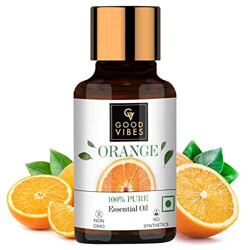 Good Vibes Good Vibes Orange 100% Pure Essential Oil, 10 ml | Skin Brightening, Anti-Acne, Hair Growth | For Skin & Hair | 100% Natural, No GMO, No Synthetics, No Animal Testing