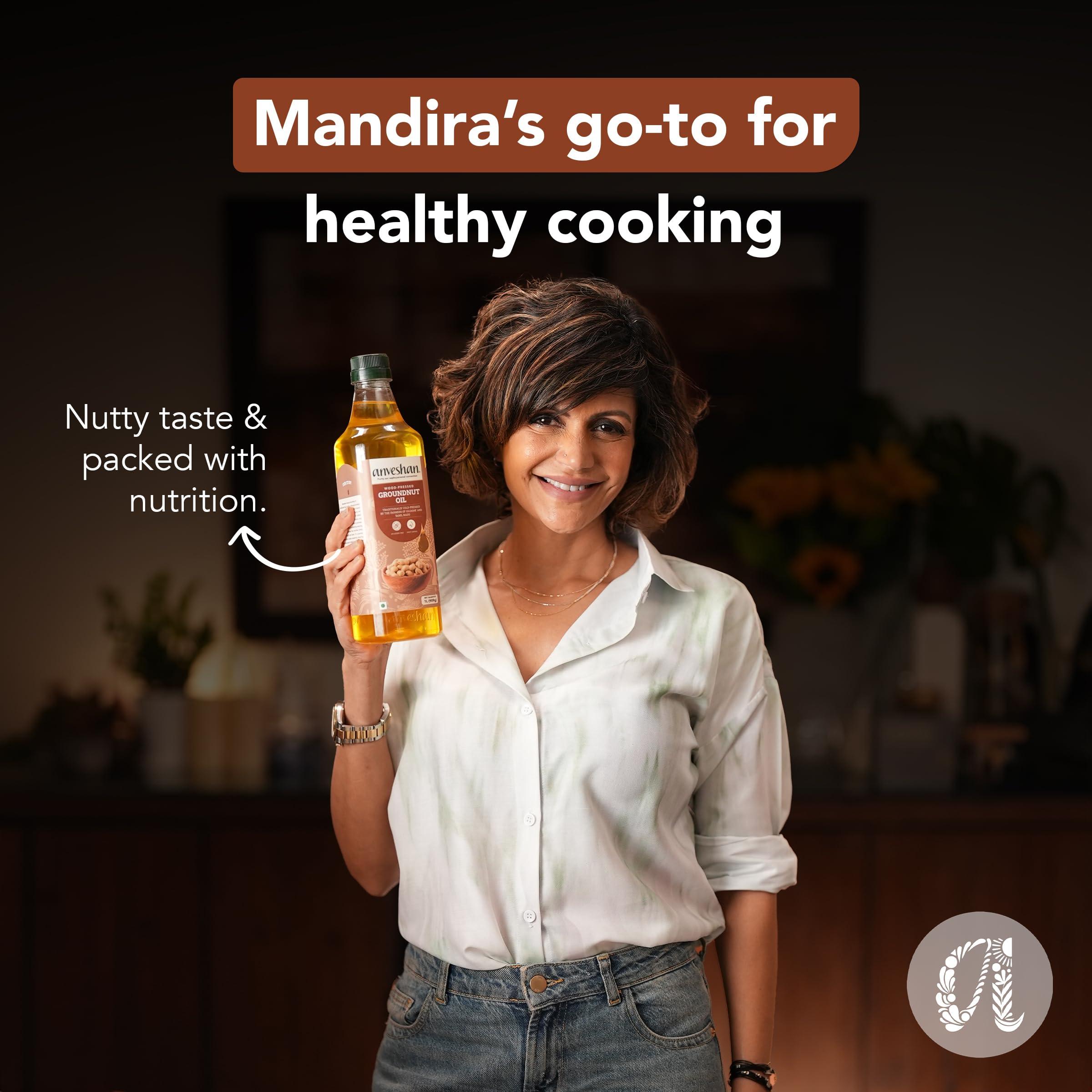 Anveshan Empowering farmers with technology Anveshan Wood Pressed Groundnut Peanuts Oil 1 Litre | Plastic Bottle | Kolhu/Kacchi Ghani/Chekku/Ganuga | Peanut Oil | Natural | Chemical-Free | Cold Pressed Groundnut Oil for Cooking