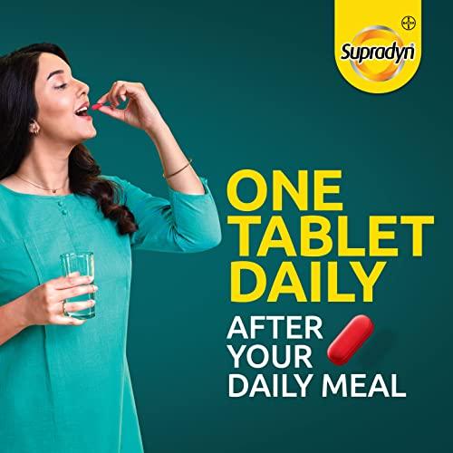 Supradyn Supradyn Immuno +, Multivitamin Vit C, Vit D, Zinc, Unique blend of Tulsi, Turmeric, Shatavari & Ashoka, Pack of 9 x 10 Tablets