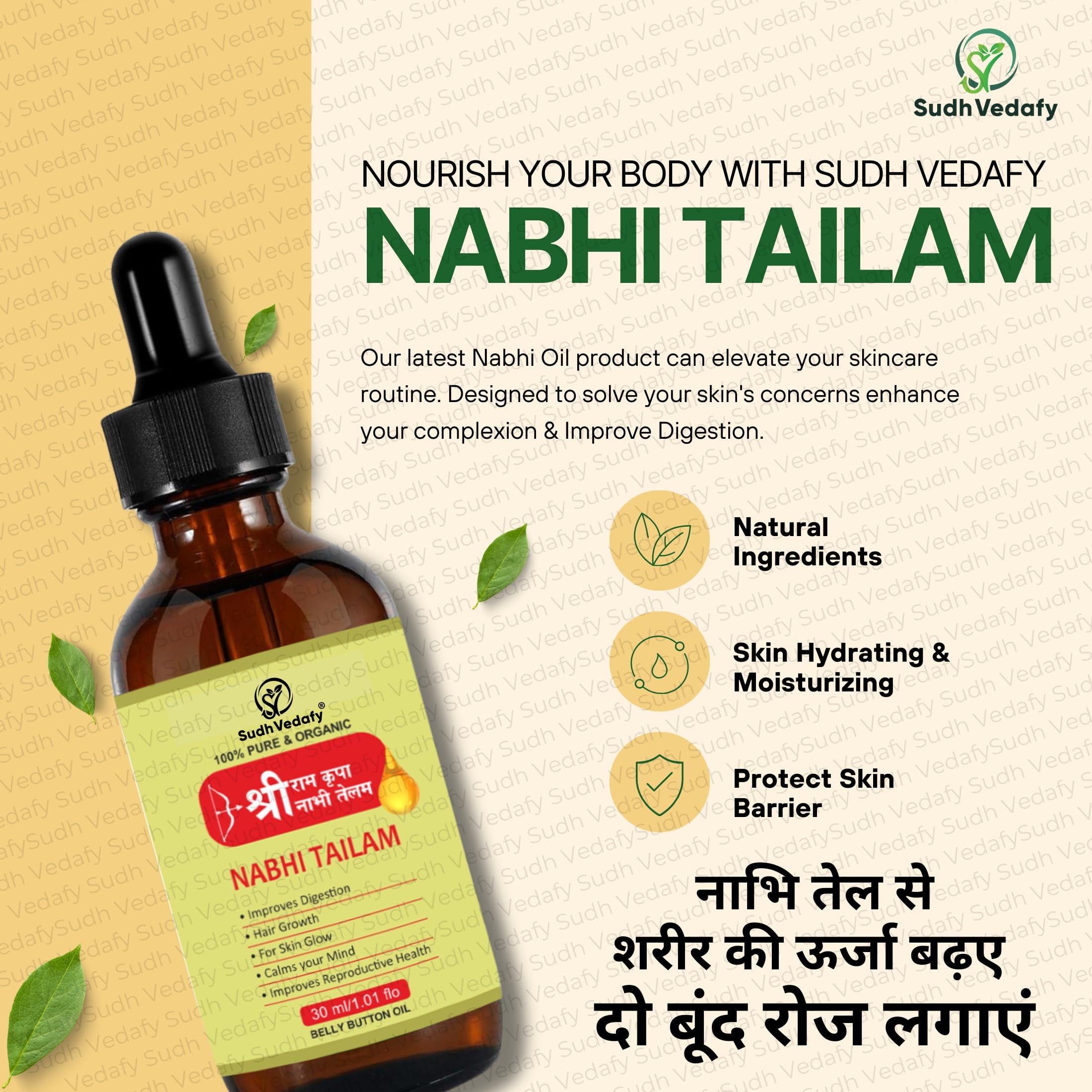 Sudh Vedafy Sudh Vedafy Sri Ram Nabhi Tailam 30ml | Ayurvedic Multi Benefit Nabhi Oil | Belly Button oil for Skin & Hair | Nabhi Oil ayurvedic for Health and Beauty | (Pack of 1)