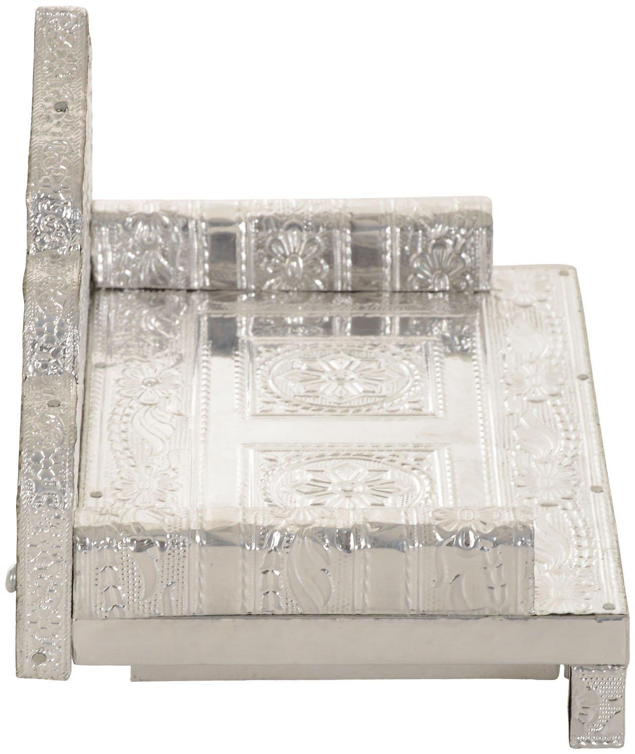 Shiv Shiv Simhasanam Silver-Plated Multi-Ply Pooja Mandir (Silver , 6 x 4)