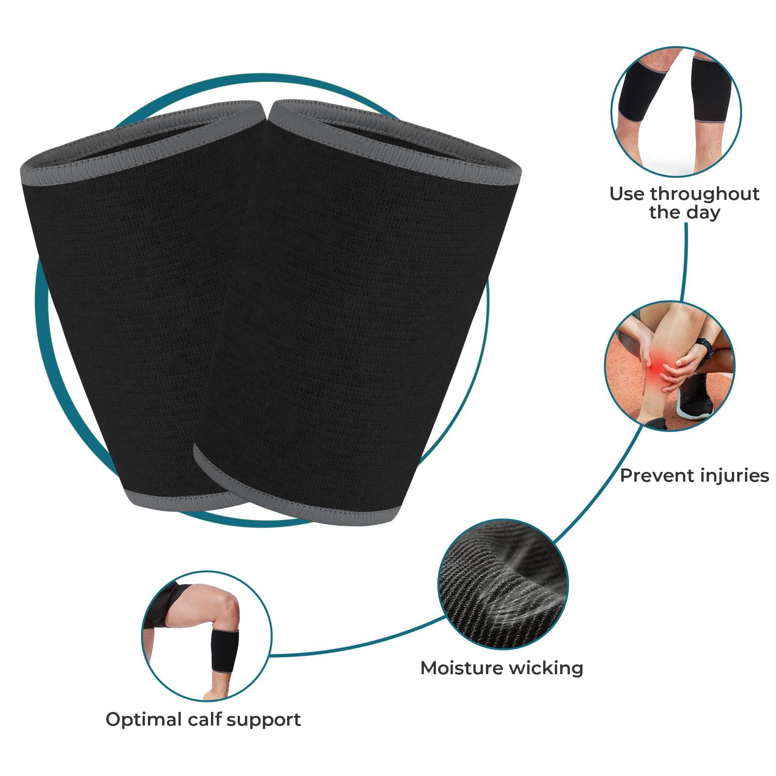 NEOtech Care Neotech Care Calf Support Sleeve (1 Pair) - Elastic & Breathable Knitted Fabric - Medium Compression - Black Color (Size XL)