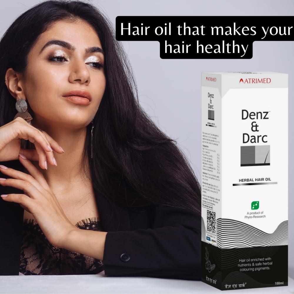 DWAKAN Atrimed Denz & Darc Herbal Hair Oil | Enriched with Nutrients & Safe Herbal Colouring Pigments | 100ml | Pack of 1